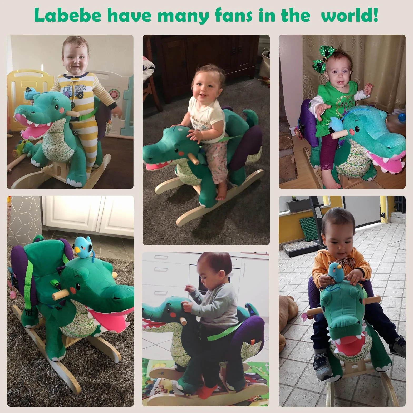 labebe Generalmente spedito Il 2018/12/23 - Cavallo Dondolo Legno, Peluche di Coccodrillo Verde per 1-3 Anni, Cavalluccio Dondolo/Giochi Cavalcabili Bambini/Sedia Dondolo Bambini