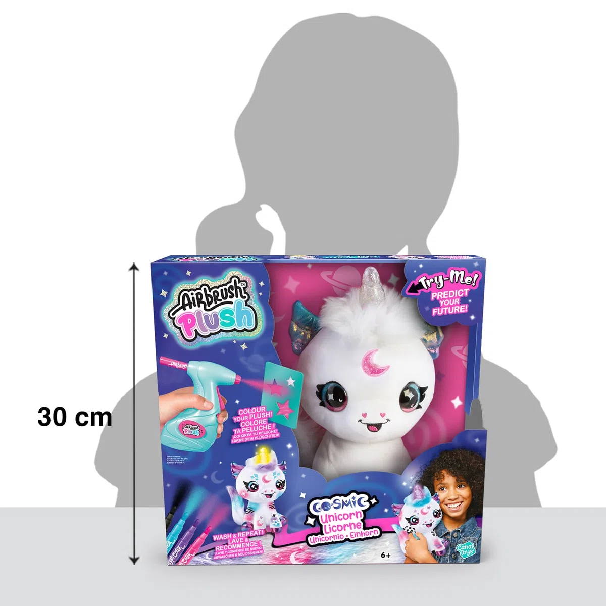 Peluche unicorno cosmico personalizzabile bianco con corno magico