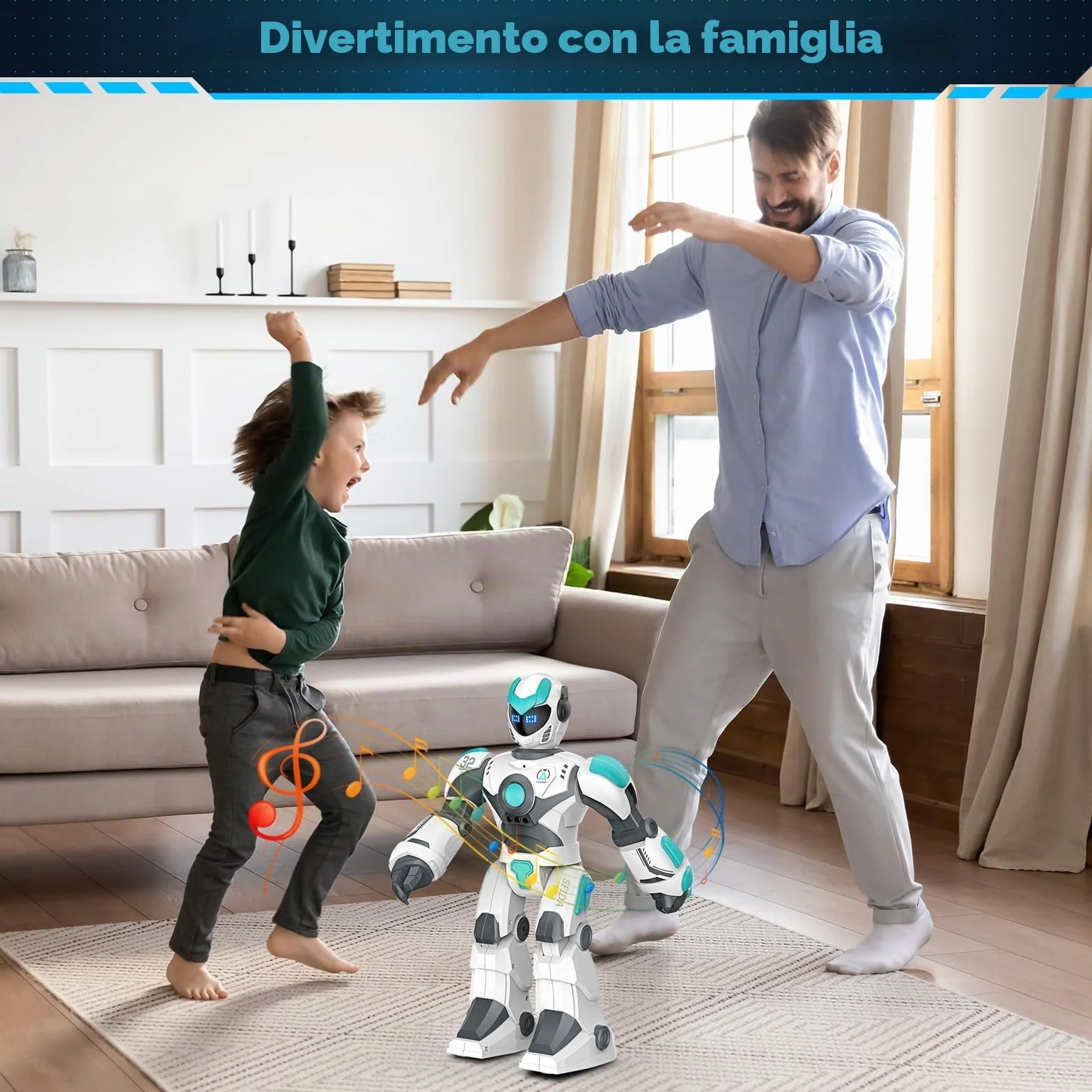 VATOS Robot Telecomandato Programmabile per Bambini, 40CM, Rilevamento di Gesti e Controllo Vocale, Intelligente e Ricaricabile per Bambini 3 4 5 6 8+