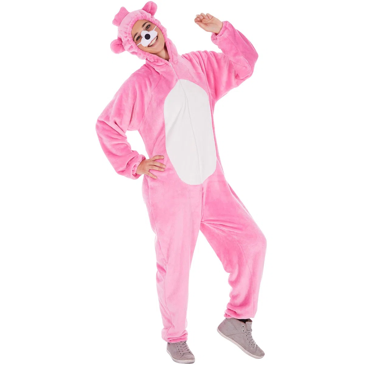 dressforfun Costume da Orso per Lui e per Lei | In Soffice Tessuto di Peluche | Incl. Naso con Elastico (Rosa | L | No. 300879)