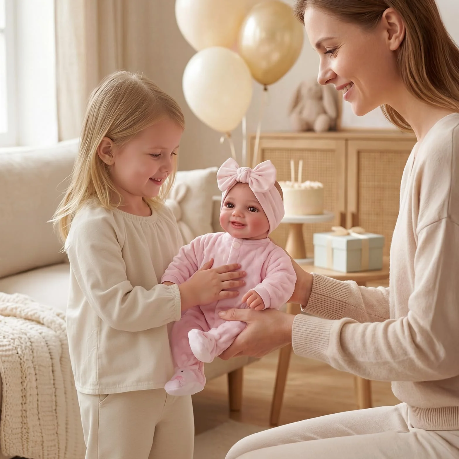 BABESIDE Rinato Bambino Bambole Sunny 17 Pollici Realistica Bambola Neonata Reborn-Baby Doll Corpo Morbido Tessuto Reincarnate Babies Reale Aprire Gli Occhi