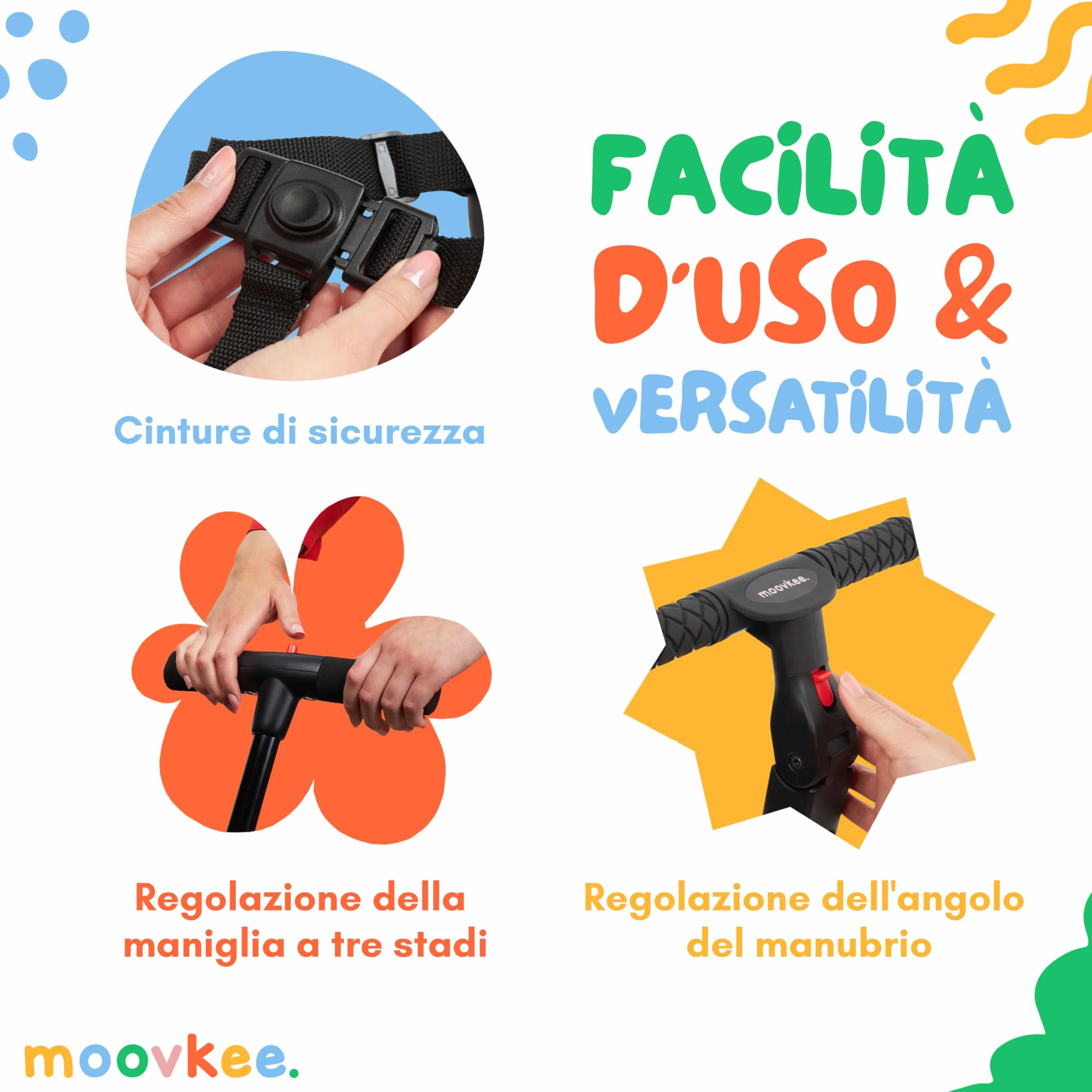 Triciclo Bambini Evolutivo 6 in 1 - Bicicletta Bambini da 1 a 5 Anni - Triciclo per Bambini fino 25 kg con Cintura, Sella Regolabile, con o Senza Pedali - Triciclo con Maniglione