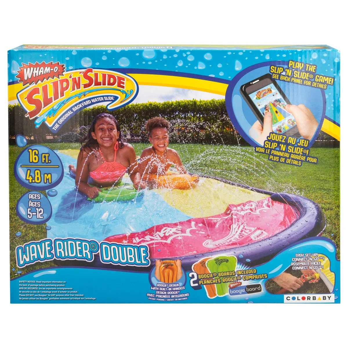 COLORBABY Slip 'N Slide Pista Scorrevole Acqua 4,8 m con 2 Tavole da Surf Giochi Acqua Esterni