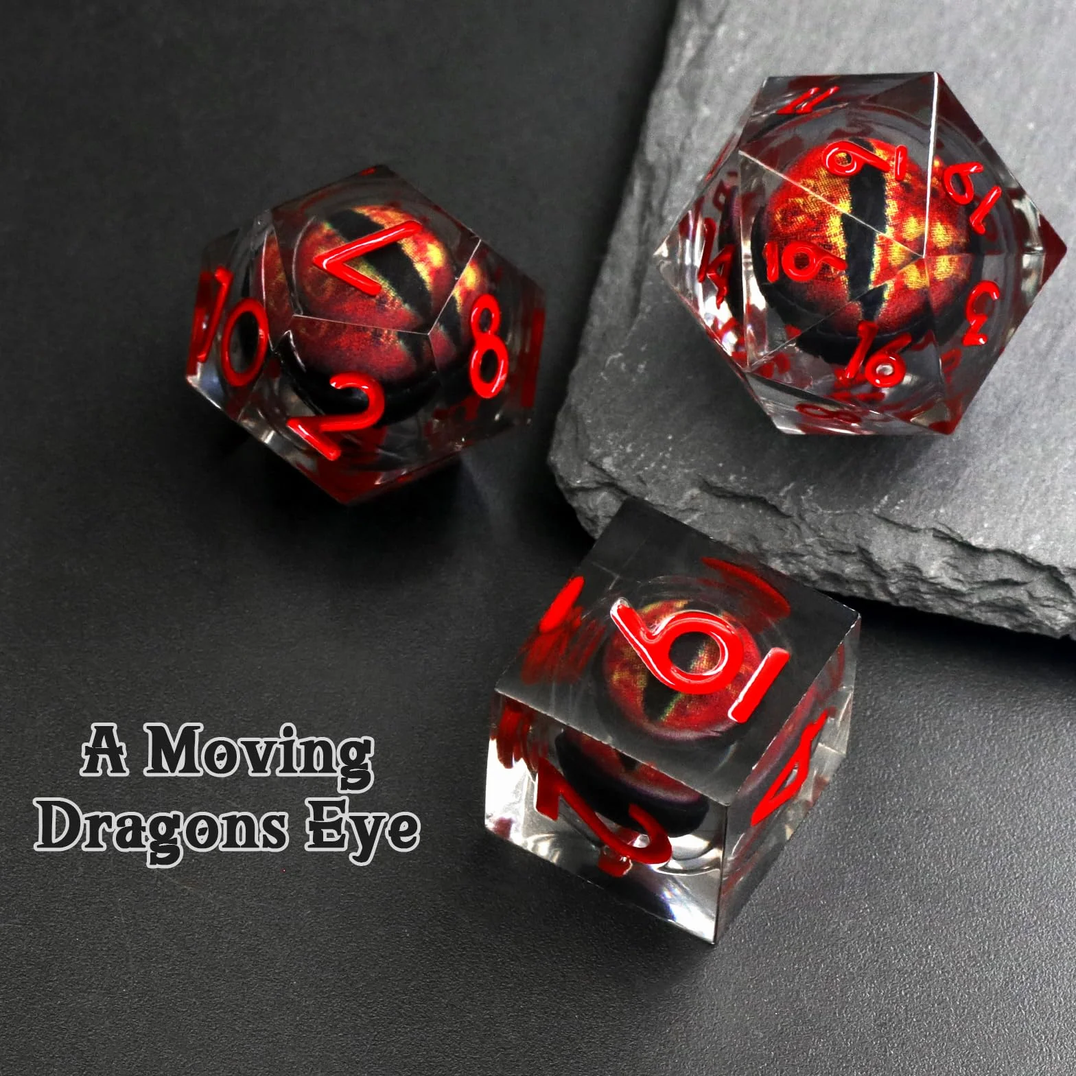 FONVGOGO Set Dadi D&D per Dungeons and Dragons Set Dadi DND Poliedrici Nucleo Liquido Dadi in Resina Occhio di Drago 7 Pezzi DND Dice Set (Rosso)