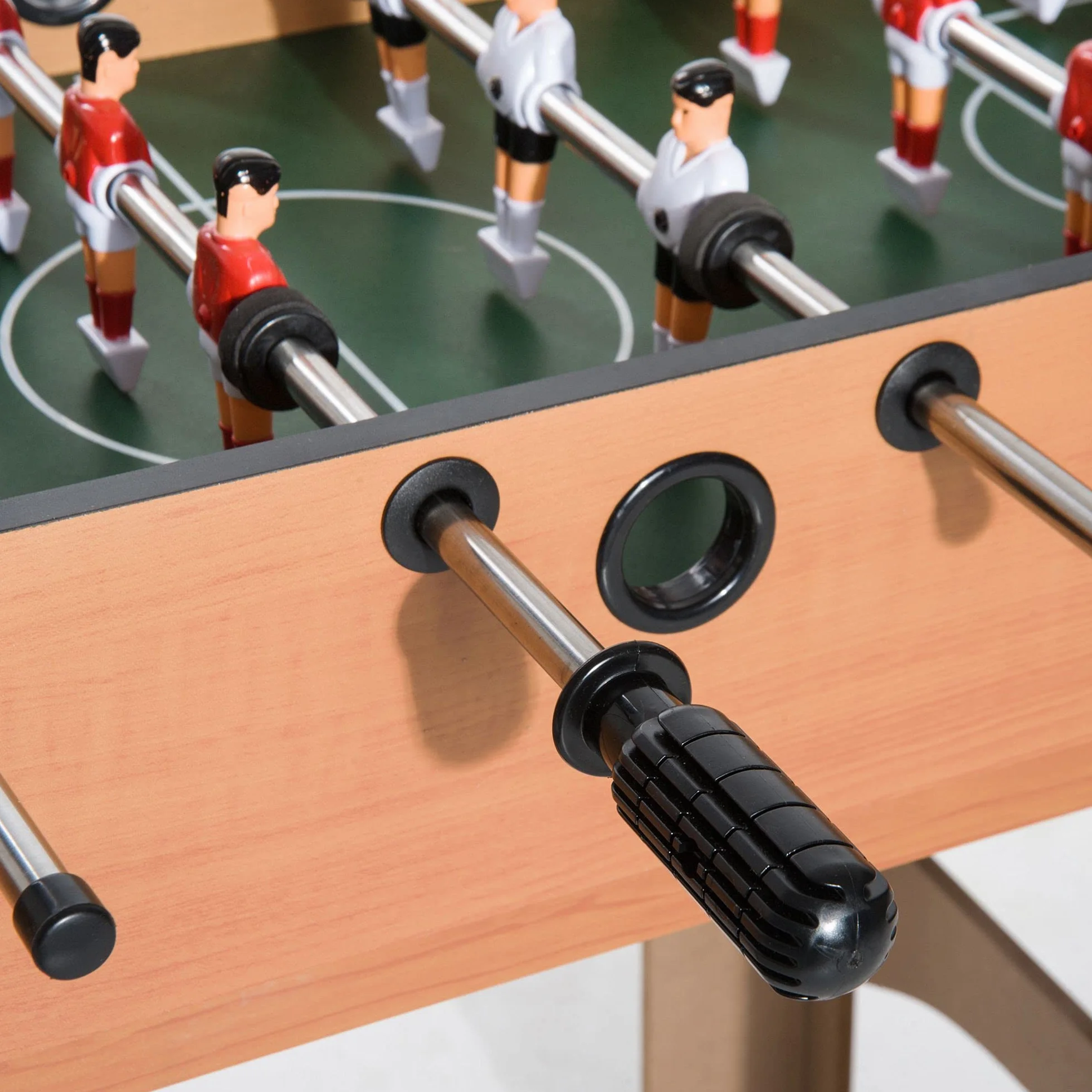 HOMCOM Tavolo Multigioco 4 in 1 con Calcio Balilla, Biliardo, Ping Pong e Hockey da Tavolo, Tavolo da Gioco con Accessori, in Legno MDF, Legno Naturale e Nero