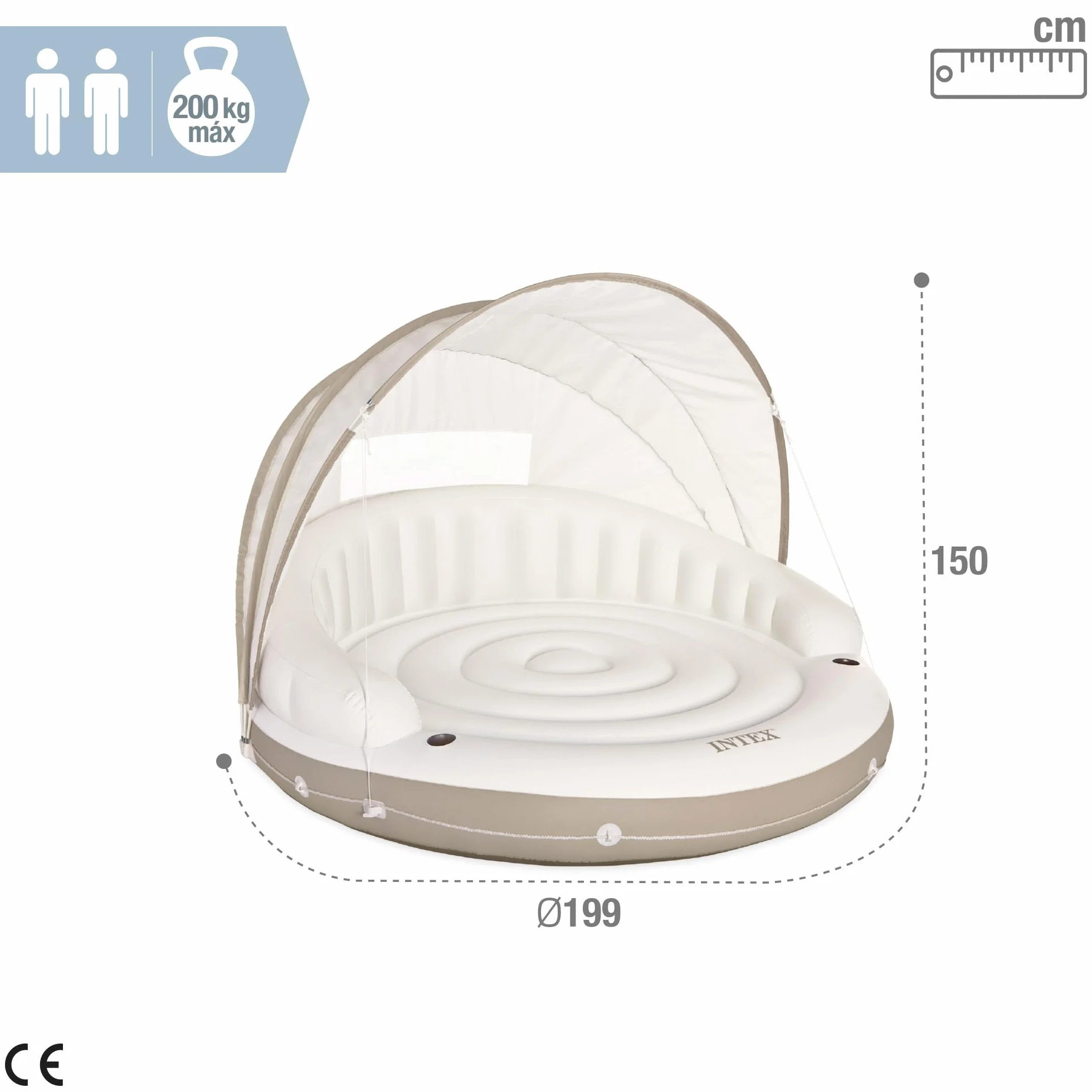 Intex 58292EU Aufblasbare Lounge Liegeinsel Canopy Island 78 x 59 Zoll