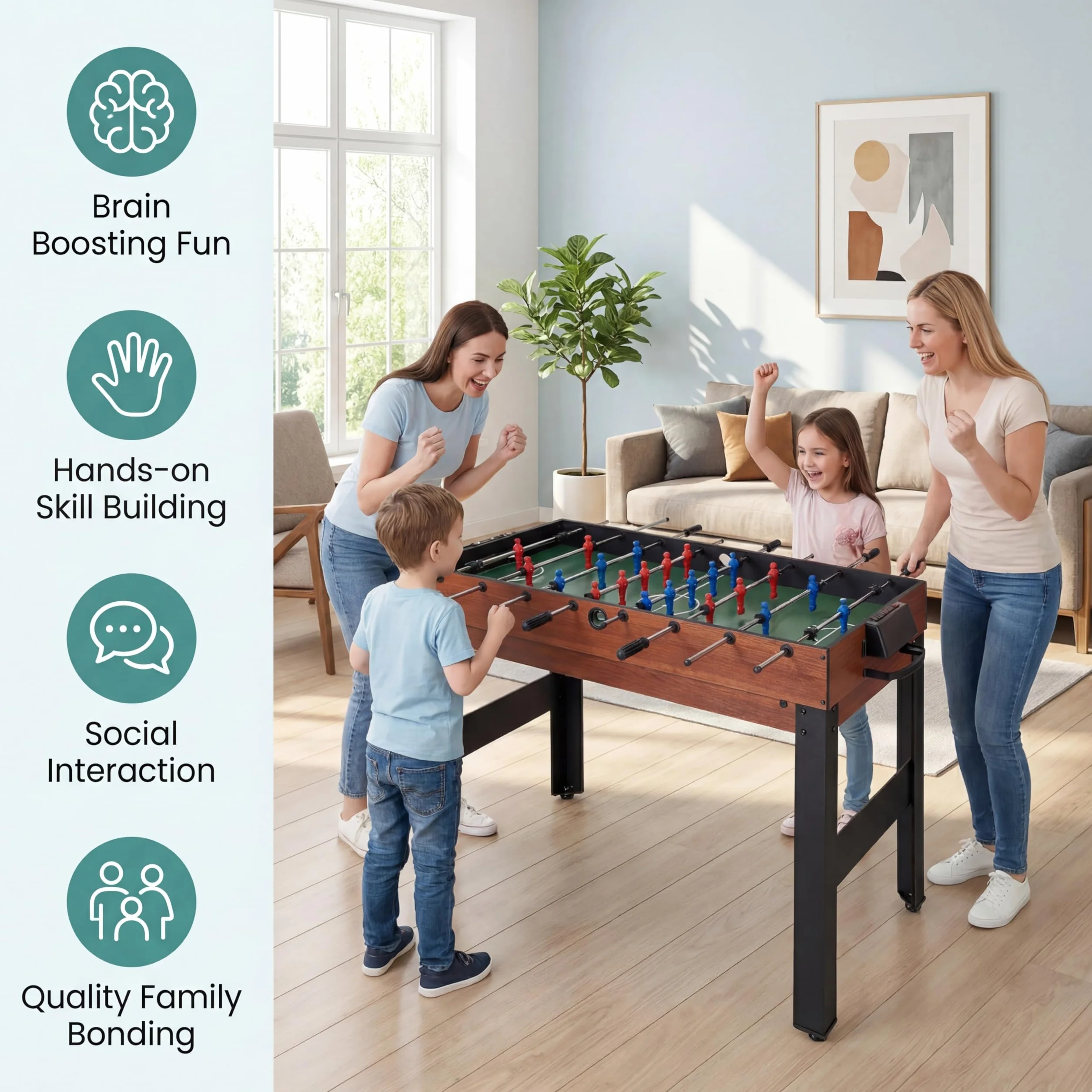 HOMASIS 14 in 1 Tavolo Multigioco, Tavolo da Gioco Multifunzione con Calcio Balilla, Basket, Biliardo, Hockey, Ping Pong, Scacchi, Dama, Backgammon, Carte da Poker per Bambini e Adulti