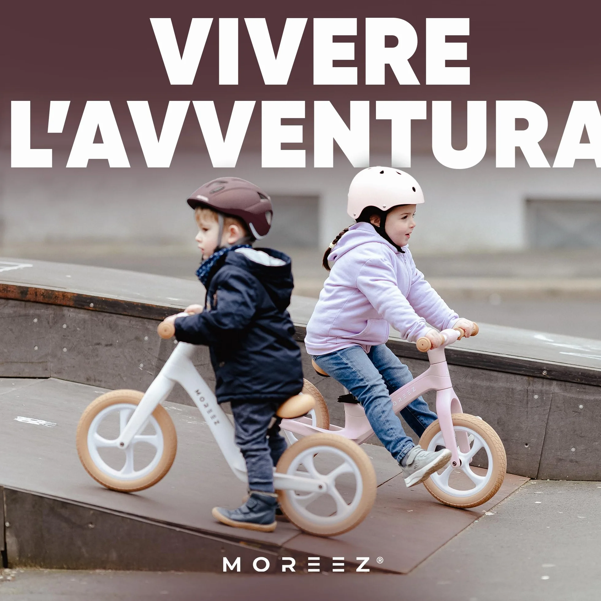 MOREEZ Bicicletta da 2 anni [2-5 anni] ultraleggera per bambini con protezione anticaduta, seduta ergonomica, ruote da 50 kg, poggiapiedi antiscivolo, altezza regolabile