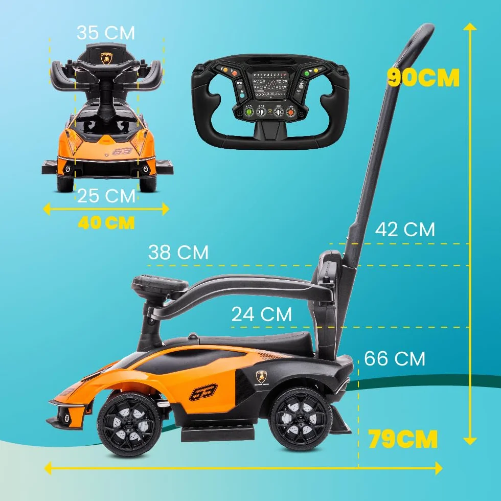 Auto a spinta da 1 anno con maniglione, auto per bambini, auto a spinta Essenza SCV12, Aauto Kinder (Arancione)