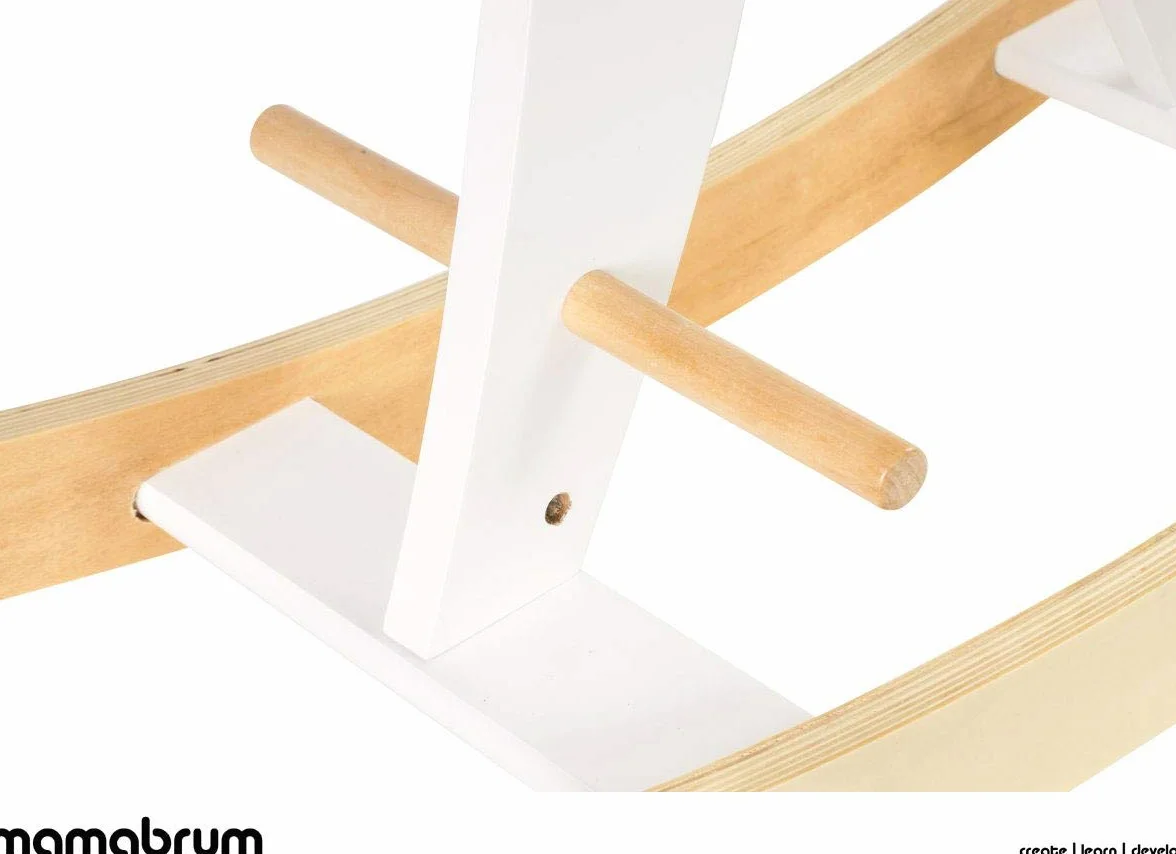Cavallo a dondolo in legno mamabrum con barriere di sicurezza rimovibili - Giocattolo tradizionale per bambini dai 12 mesi - Alternativa sicura ed ecologica ai giochi da giardino