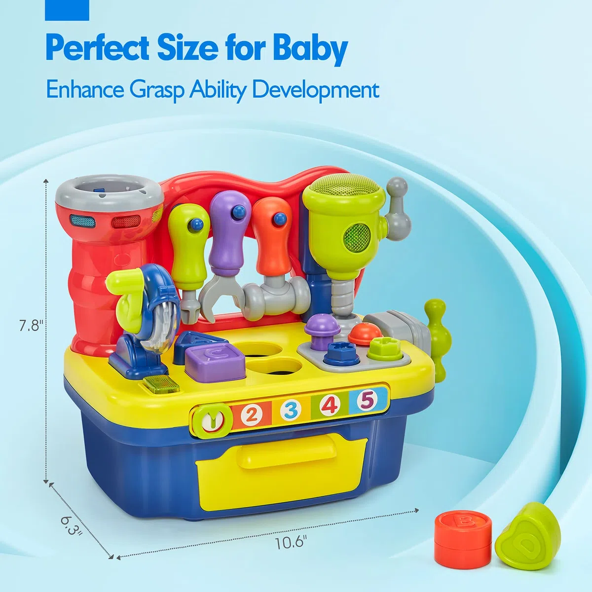 hahaland Giochi Bambini 1 Anno Banco da Lavoro con Suoni e Luce, Gioco Educativi per Bambino 2 3 Anni Regalo Bambino