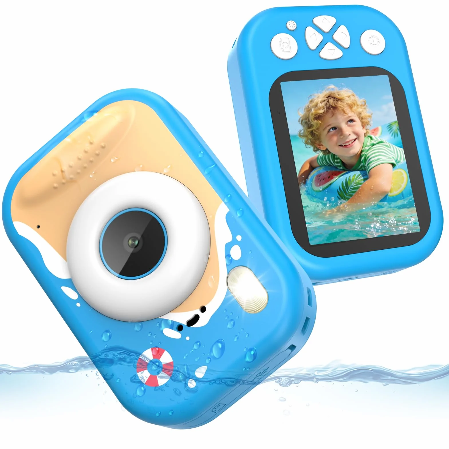 Macchina Fotografica Bambini, 1080P Macchina Fotografica Subacquea Professionale Bambini con 2,4" Schermo, 32GB Scheda, 10M Fotocamera Impermeabile Digitale Regalo per Bambini da 3-12 Anni