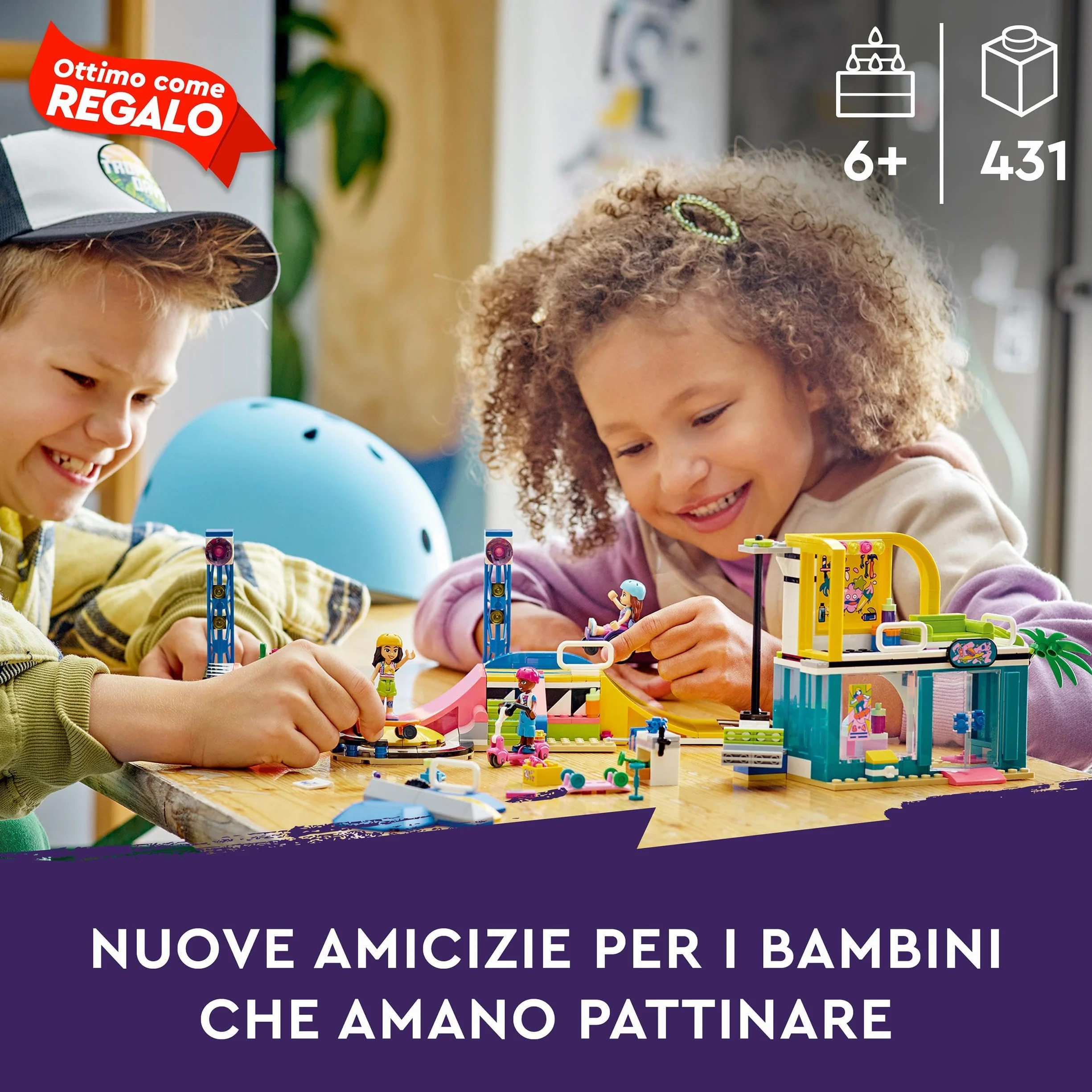 LEGO Friends Skate Park, Set con Rampa da Skateboard, Giochi per Bambine e Bambini dai 6 Anni con Personaggi 2023, Monopattino e Sedia a Rotelle 41751