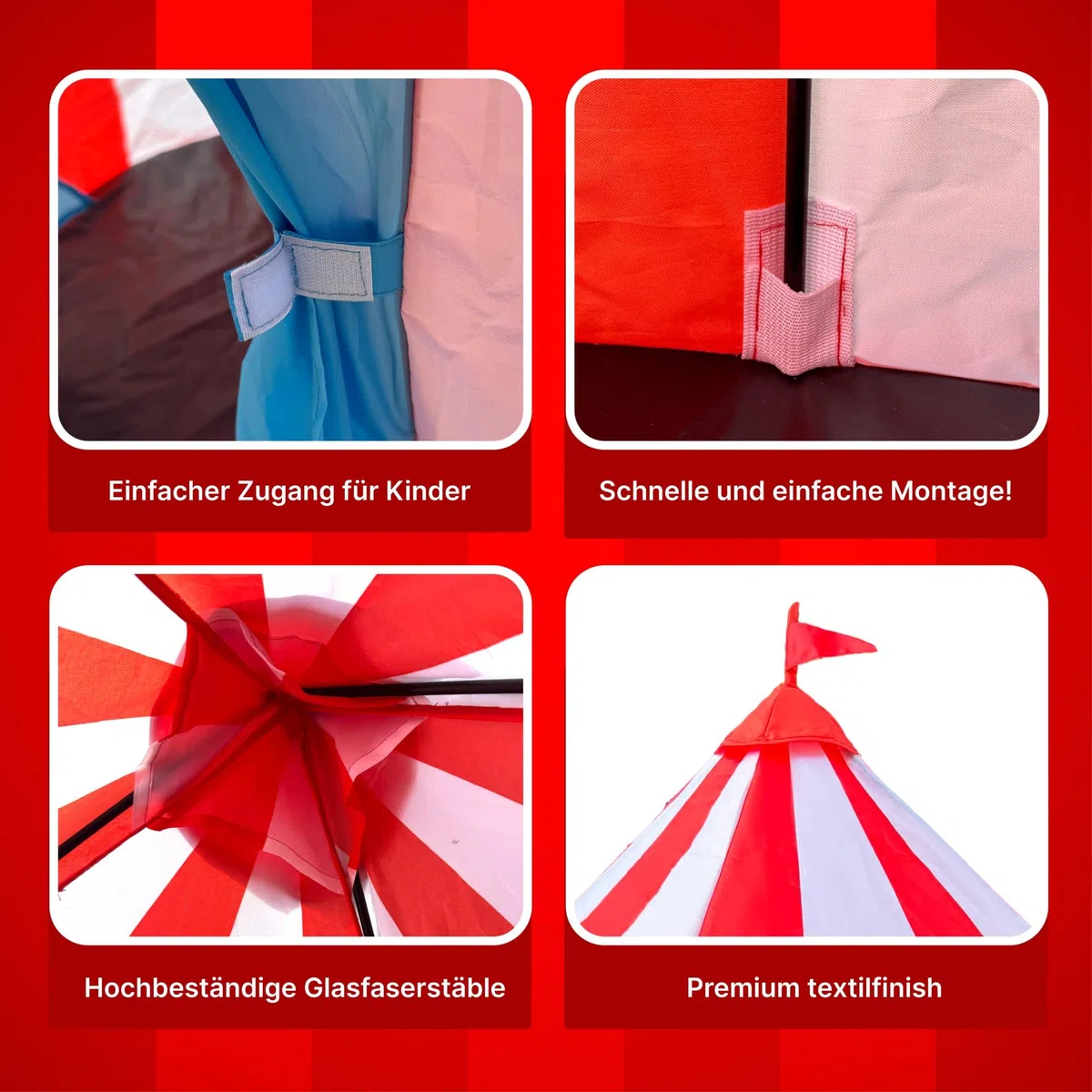 Tenda Pop Up a forma di Circo per Bambini, Casetta Recinto da Interno, Altezza 150 cm
