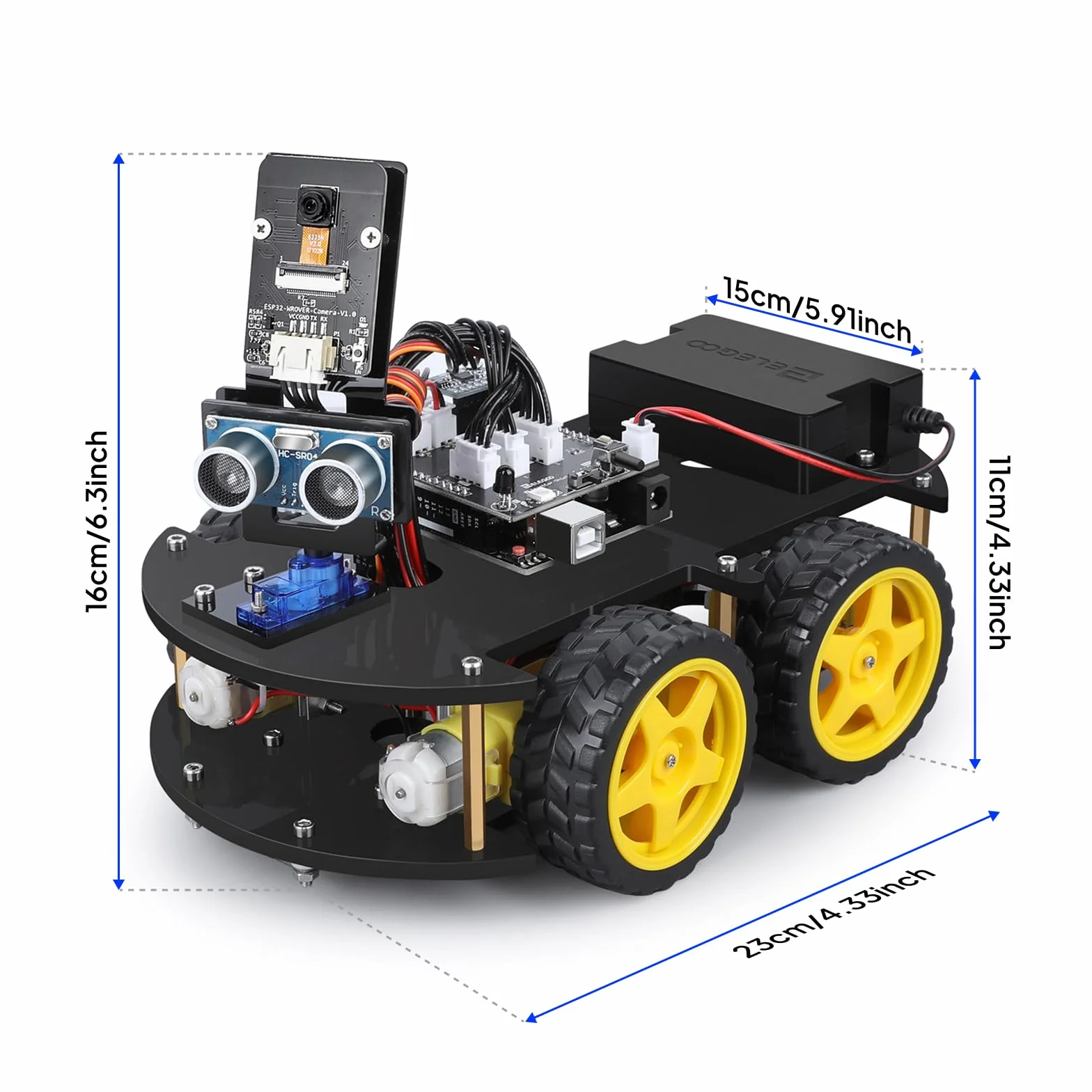 ELEGOO Kit Robotico Auto Intelligente Automatico 4.0 con UNO R3, Modulo di Tracciamento Lineare, Sensore Ad Ultrasuoni, Telecomando IR, Giocattolo Educativo per Studente Arduino