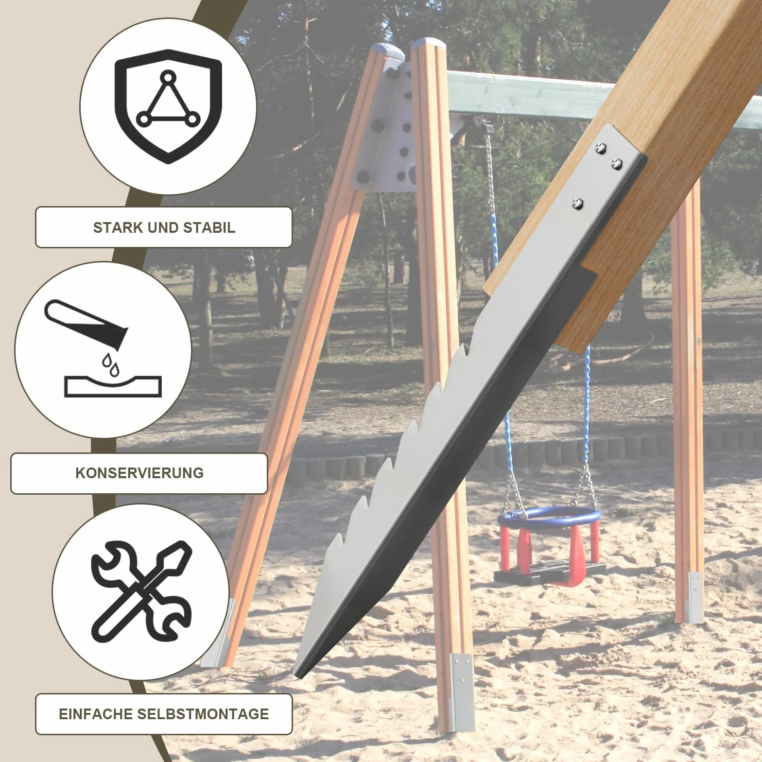 4 Ancoraggi a Pavimento per Altalena Ancoraggio da Giardino Ancoraggi per Altalena Resistenti all'usura, Antivento,Ancoraggio a Terra per Altalena per Bambini,420 mm