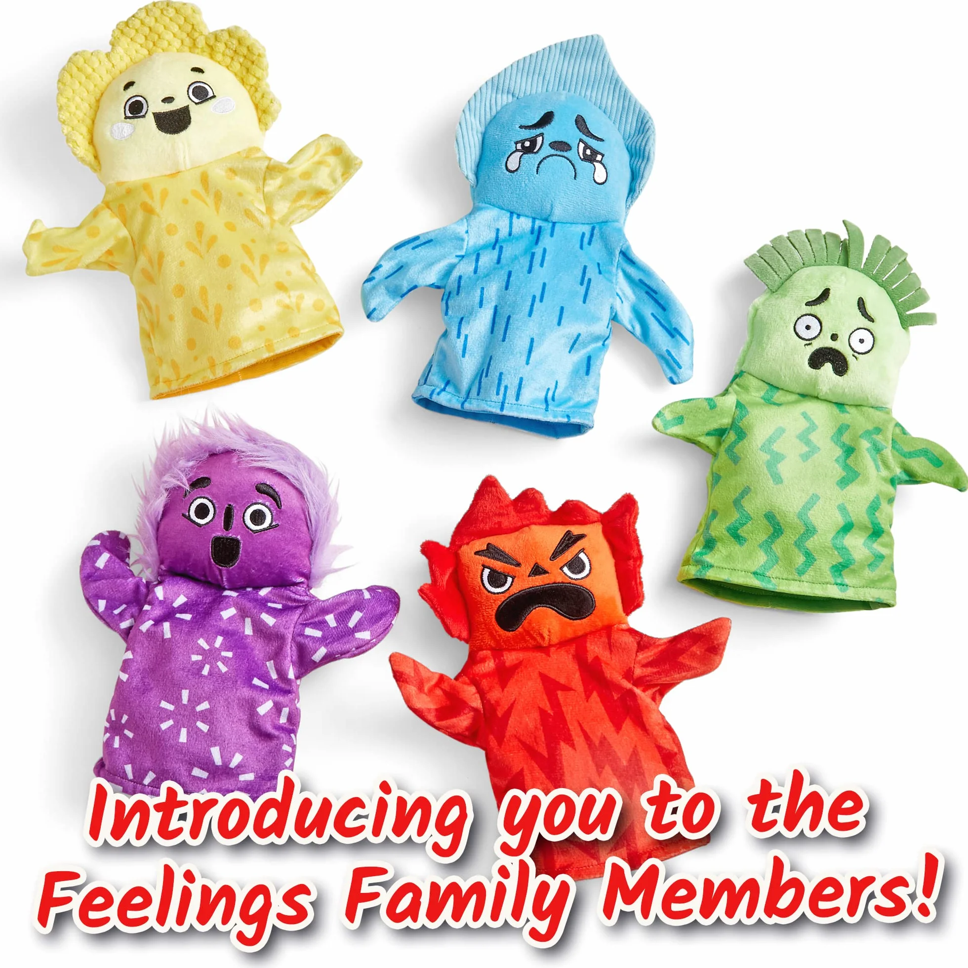 Set di Pupazzi da Mano Feelings Family di Learning Resources, Pupazzi da Mano per Bambini, Impara i Sentimenti, Pupazzi da Mano delle 5 Emozioni, Felicità, tristezza, Sorpresa, Rabbia e Paura