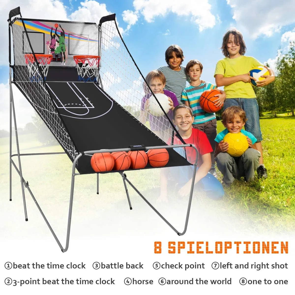 FANTASK- Giochi elettronici di Basket, Colore Grigio, 203 x 110 x 206cm, 38225WHSP-VC