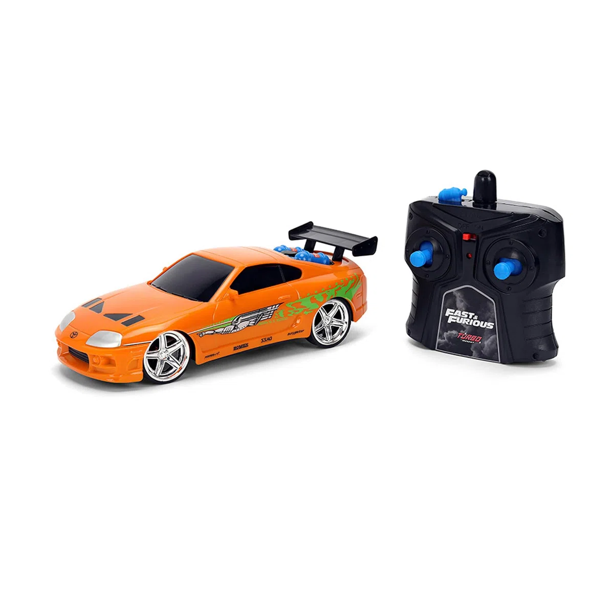 Jada Toys - Fast & Furious, Toyota Supra RC 1995 in scala 1:24, radiocomando 2,4 GHz a 2 canali, funzione Turbo ed effetto vapore – Auto telecomandata ufficiale Fast & Furious