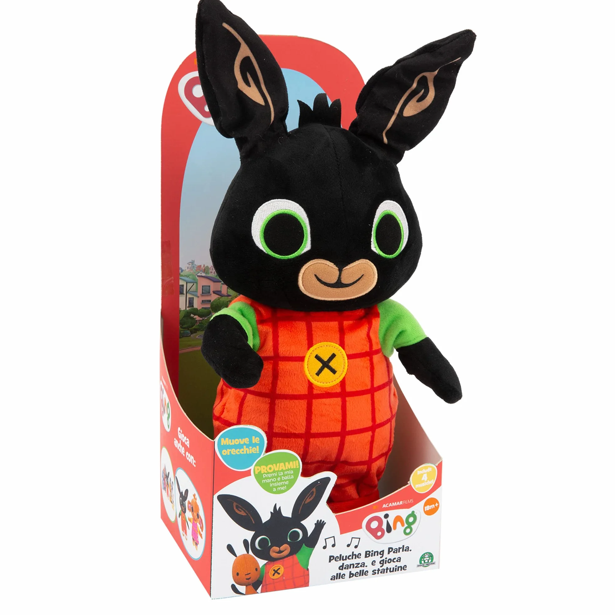 Giochi Preziosi Bing - Peluche 36 cm Parla e Danza, Premi la Manina per Attivare la Musica, con Gioco delle Statuine Musicali, con 4 musiche diverse, dai 18 Mesi, BNG33000, Multicolore