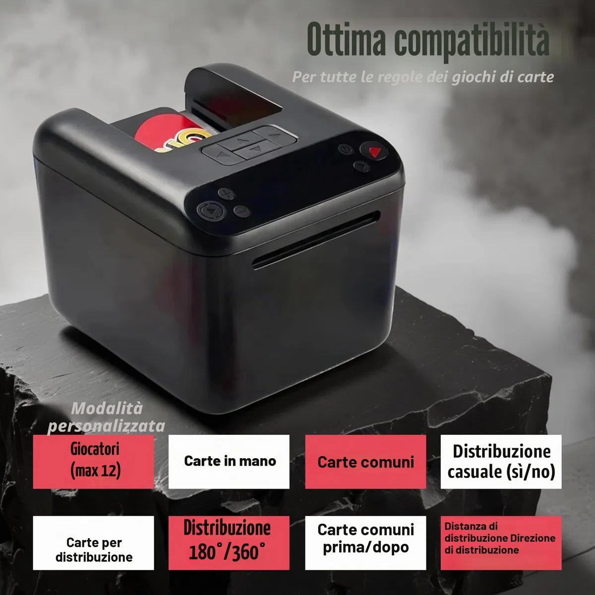 Macchina per la Distribuzione Automatica di Carte Elettrica Poker UNO 3 Mazzi 4 Pulsanti Texas Hold'em