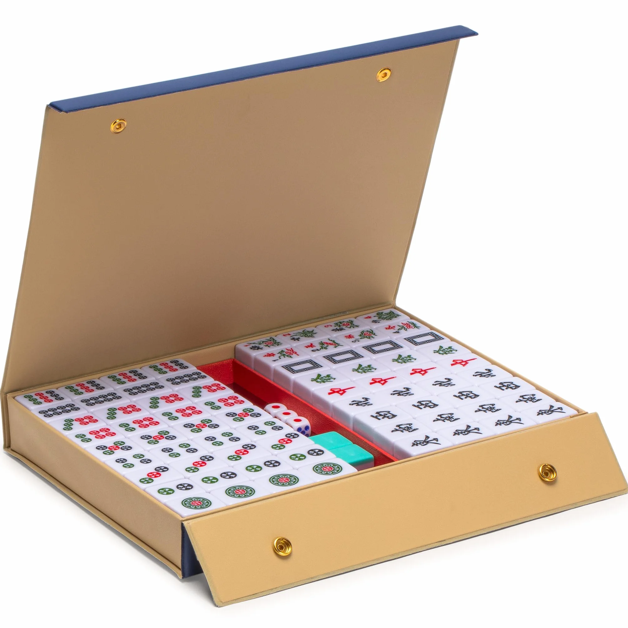 Yellow Mountain Imports Opale Celeste Set di Mahjong Cinese 146 Tessere Custodia in Vinile Blu
