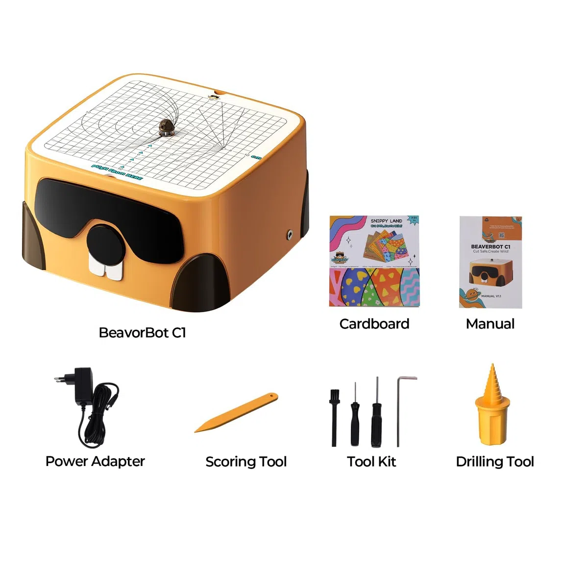 BEAVERBOT Taglierina per cartone per bambini, kit di strumenti di costruzione fai da te sicuro, giocattolo educativo STEM per bambini, strumento per lavoretti di carta senza lama
