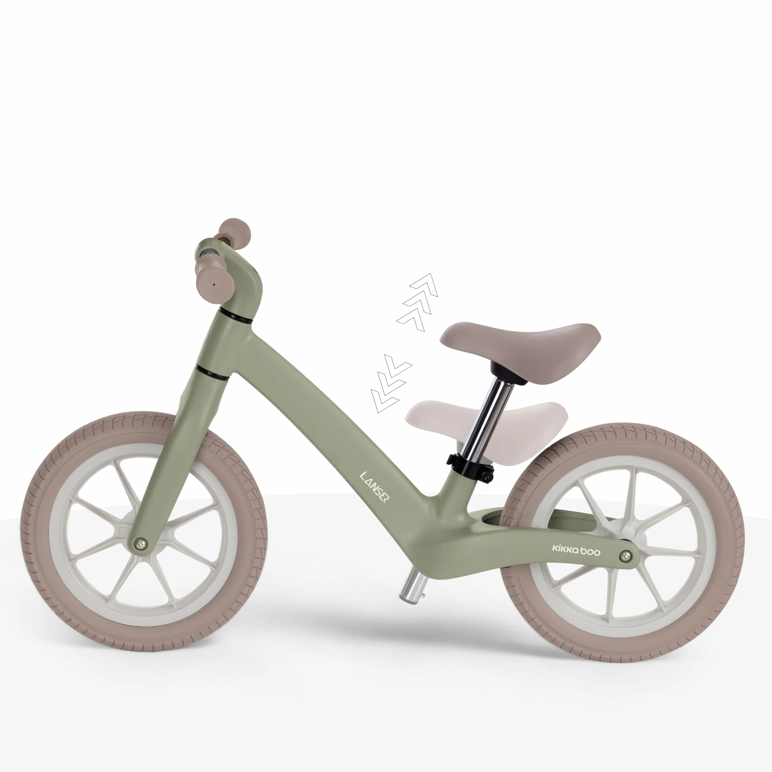KikkaBoo Bicicletta Senza Pedali 3 Anni LANSER, Bici Senza Pedali 3-6 Anni, Pronta All’uso, Facile da Guidare e Trasportare, Aiuta l’equilibrio, Cresce Con il Bambino, Verde militare