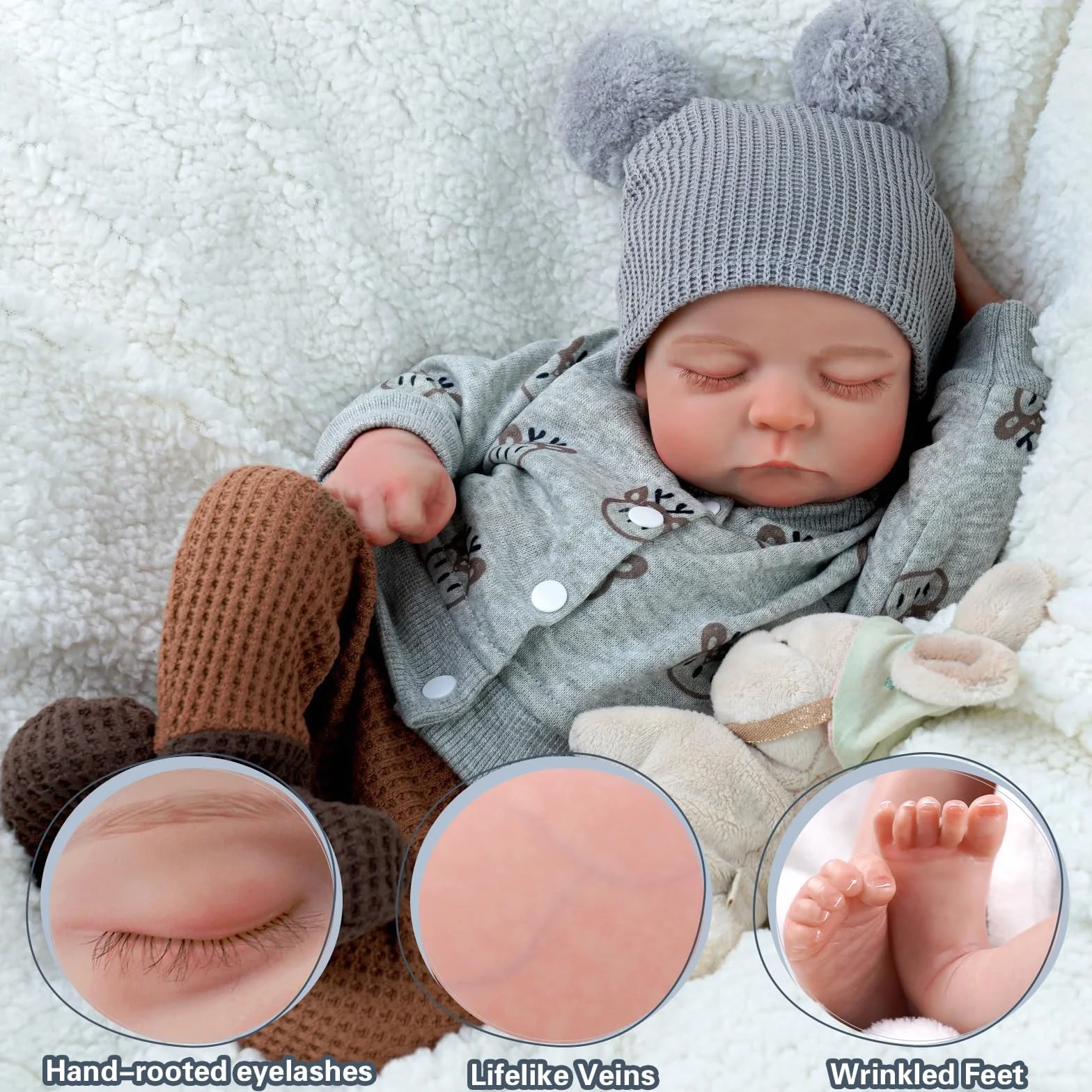 JIZHI Reborn Maschio - 20 pollici Realistico corpo Completo in Vinile Anatomicamente Corretto Bambole per Bambini con Accessori dai 3 Anni in su