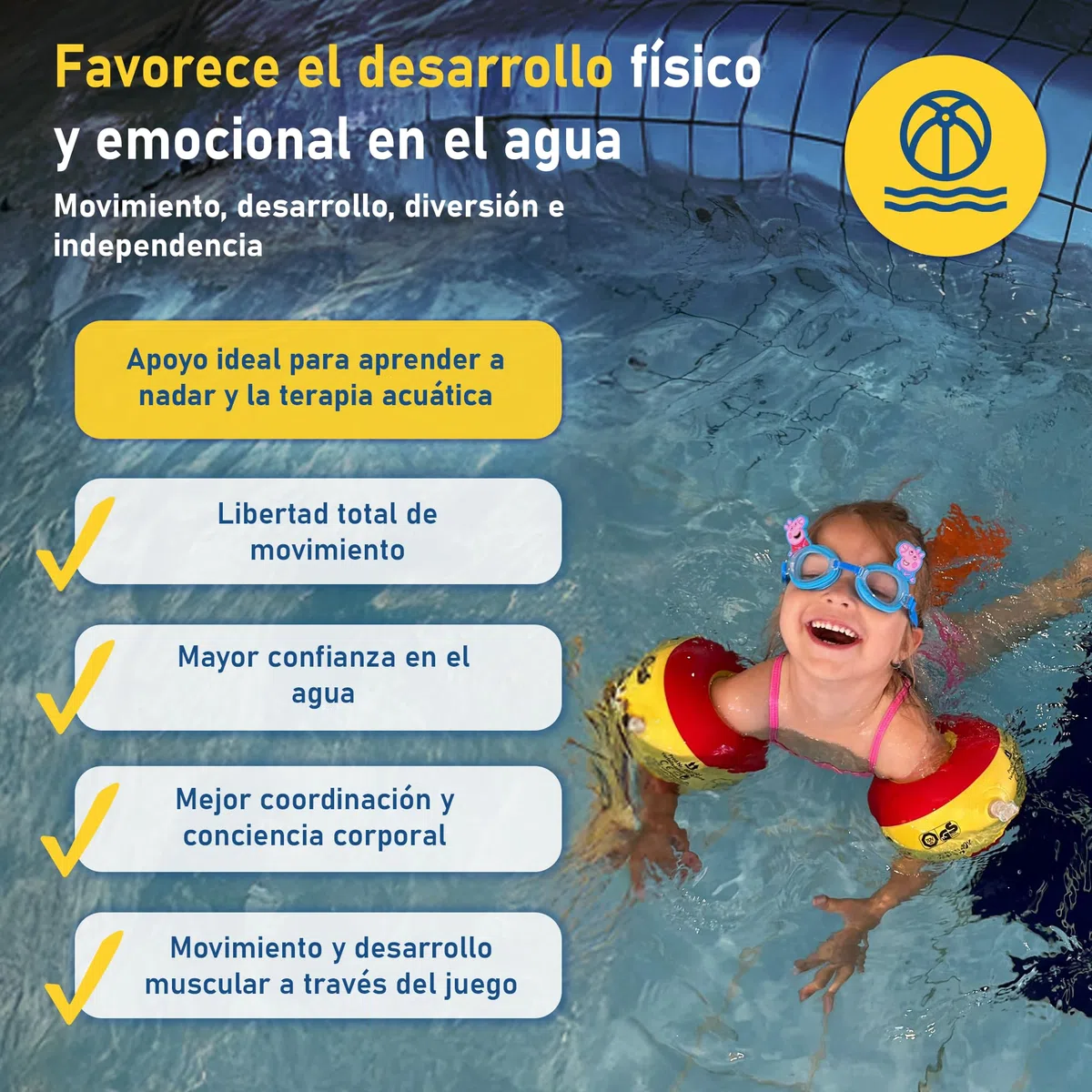 Braccioli da nuoto per bambini avanzati Cherek’s KraulQuappen fino a 30 kg Giallo-Rosso