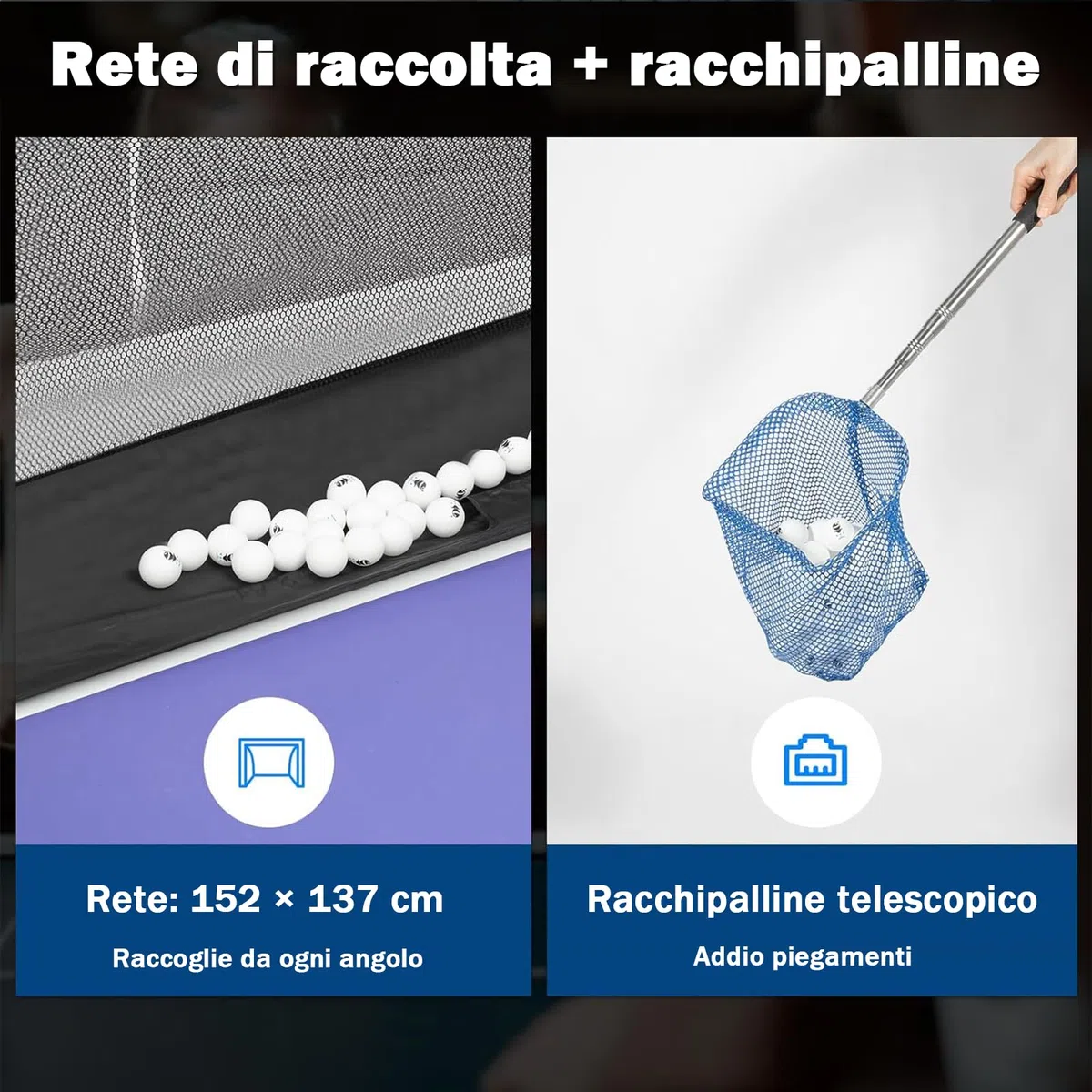 OUKANING Robot da Ping Pong - Macchina Automatica per Allenamento, 10 Modalità, Velocità 4-40m/s, Frequenza 35-90 Palline/min, Capacità 100 Palline, Rete 152x137cm – Per Scuole e Sport