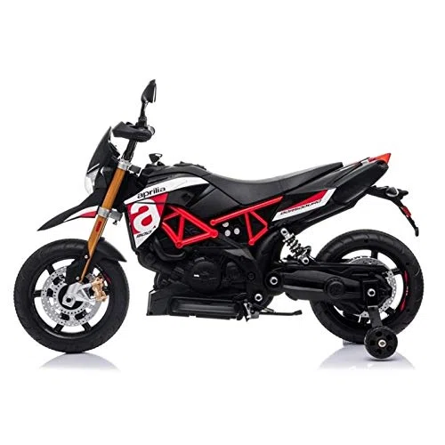 Aprilia Dorsoduro 12V Moto Elettrica per Bambini 2 Motori 45W LED EVA Sedile Pelle 3-6 Anni