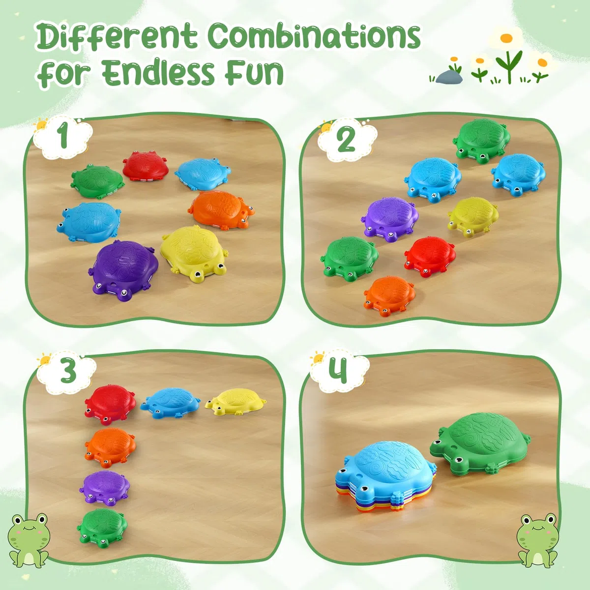 Pietre di Bilanciamento Bambini 8 Pezzi Stepping Stones Rana Equilibrio Coordinazione Percorsi Ostacoli Interni Esterni