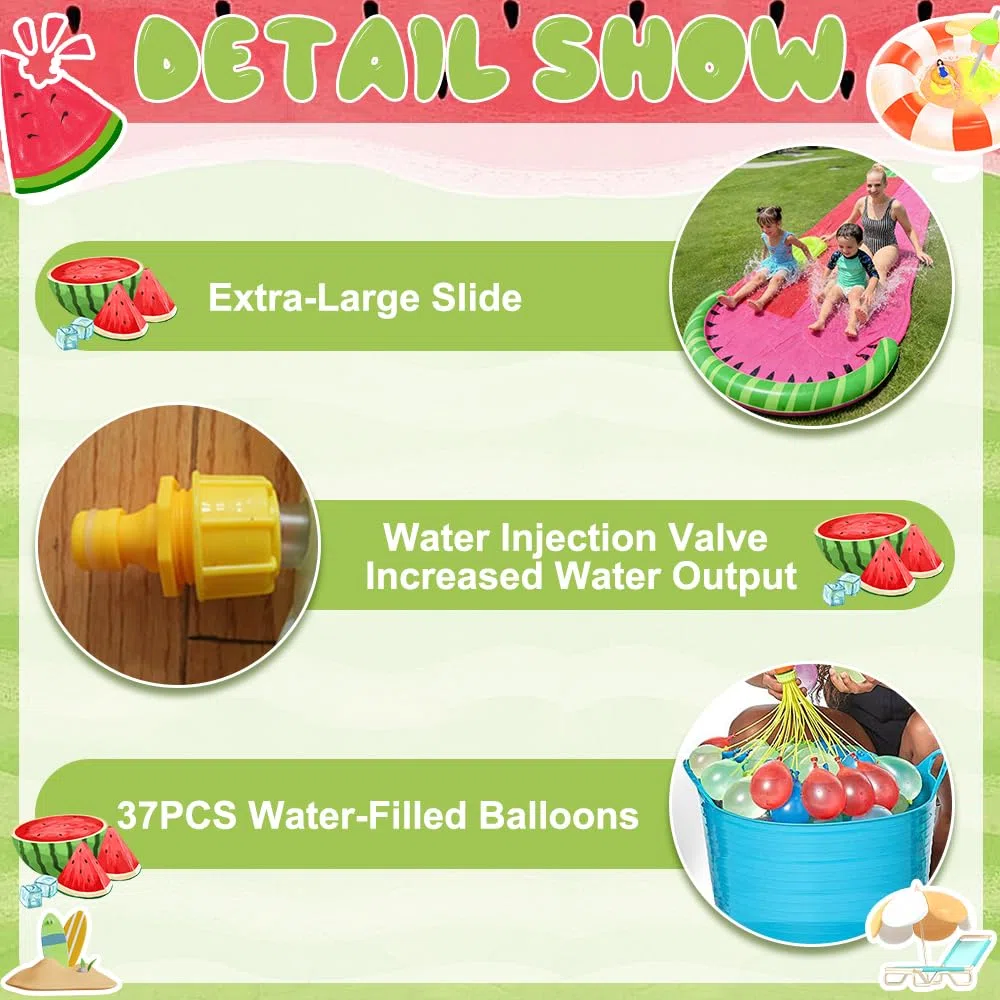 Scivolo ad Acqua 480cm x 140cm Doppio da Giardino con Irrigatore 2 Bodyboards per Adulti Bambini Estate