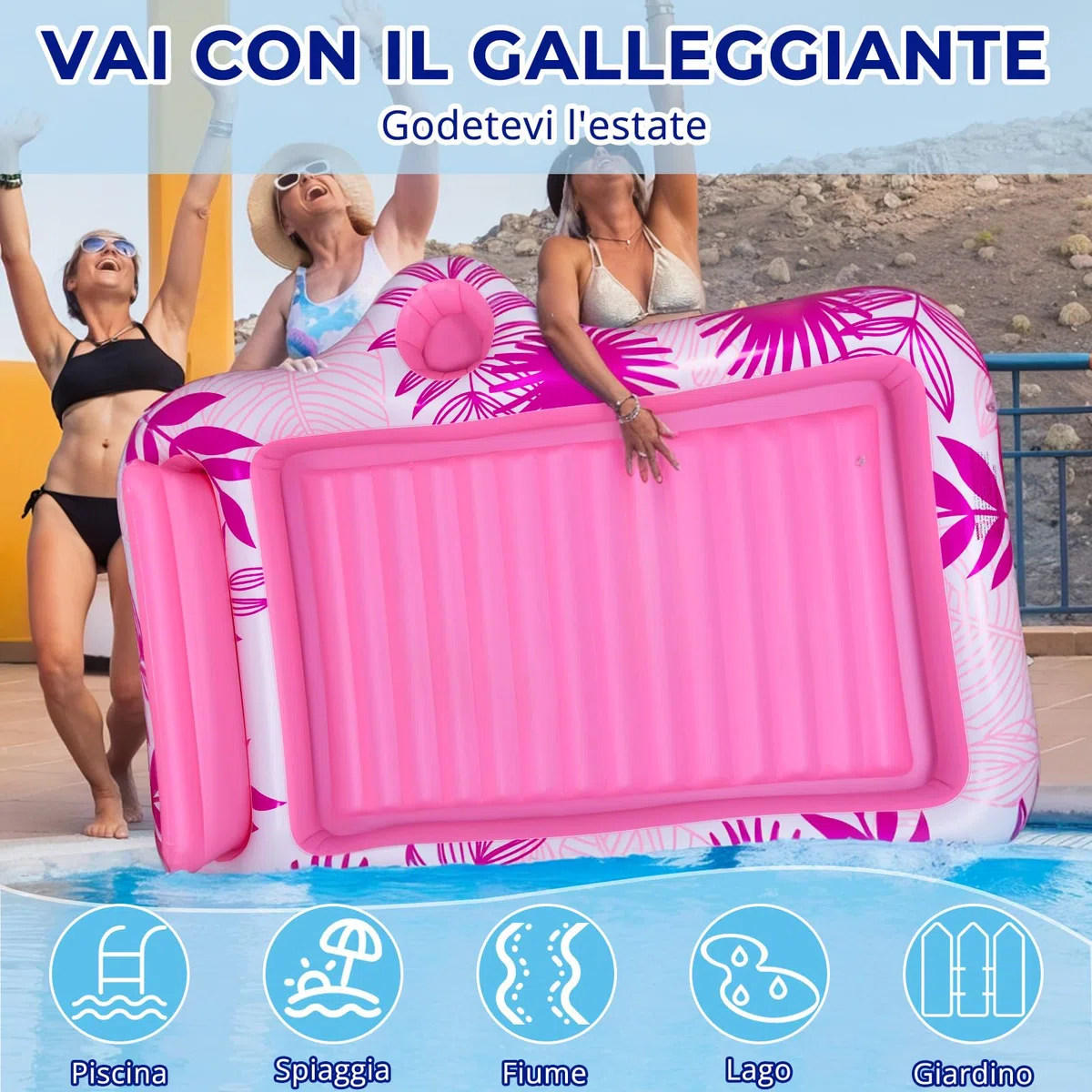 BuzzoXerex Materassino Gonfiabile Piscina Doppio Grande Adulti con Poggiatesta e Portabibite