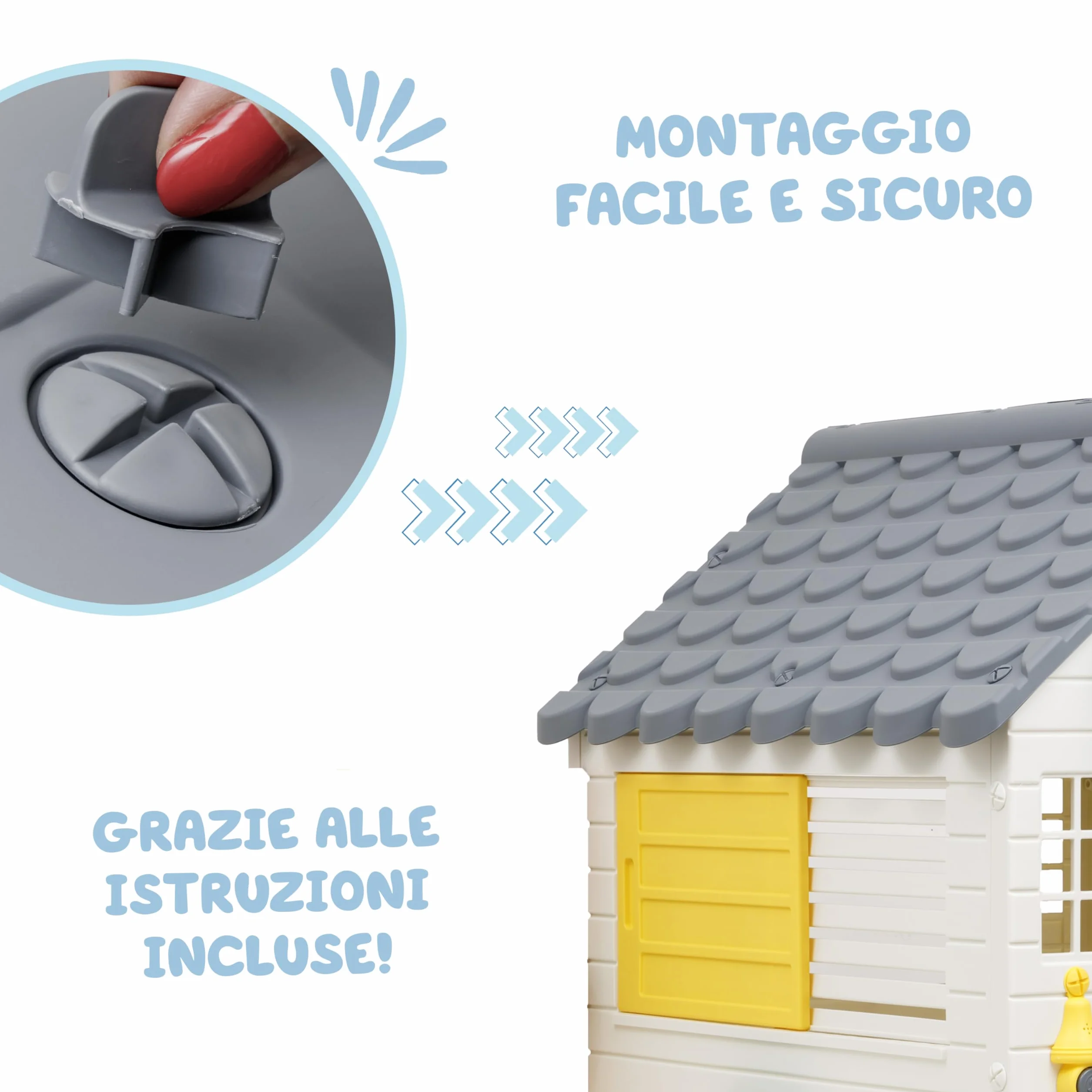 Baroni Toys Casetta da Giardino per Bambini con Staccionata, Plastica, 140x108x127 cm