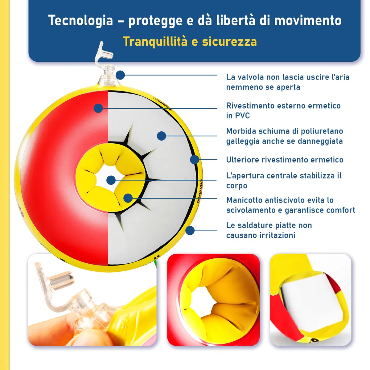 Braccioli da nuoto per bambini avanzati Cherek’s KraulQuappen fino a 30 kg Giallo-Rosso