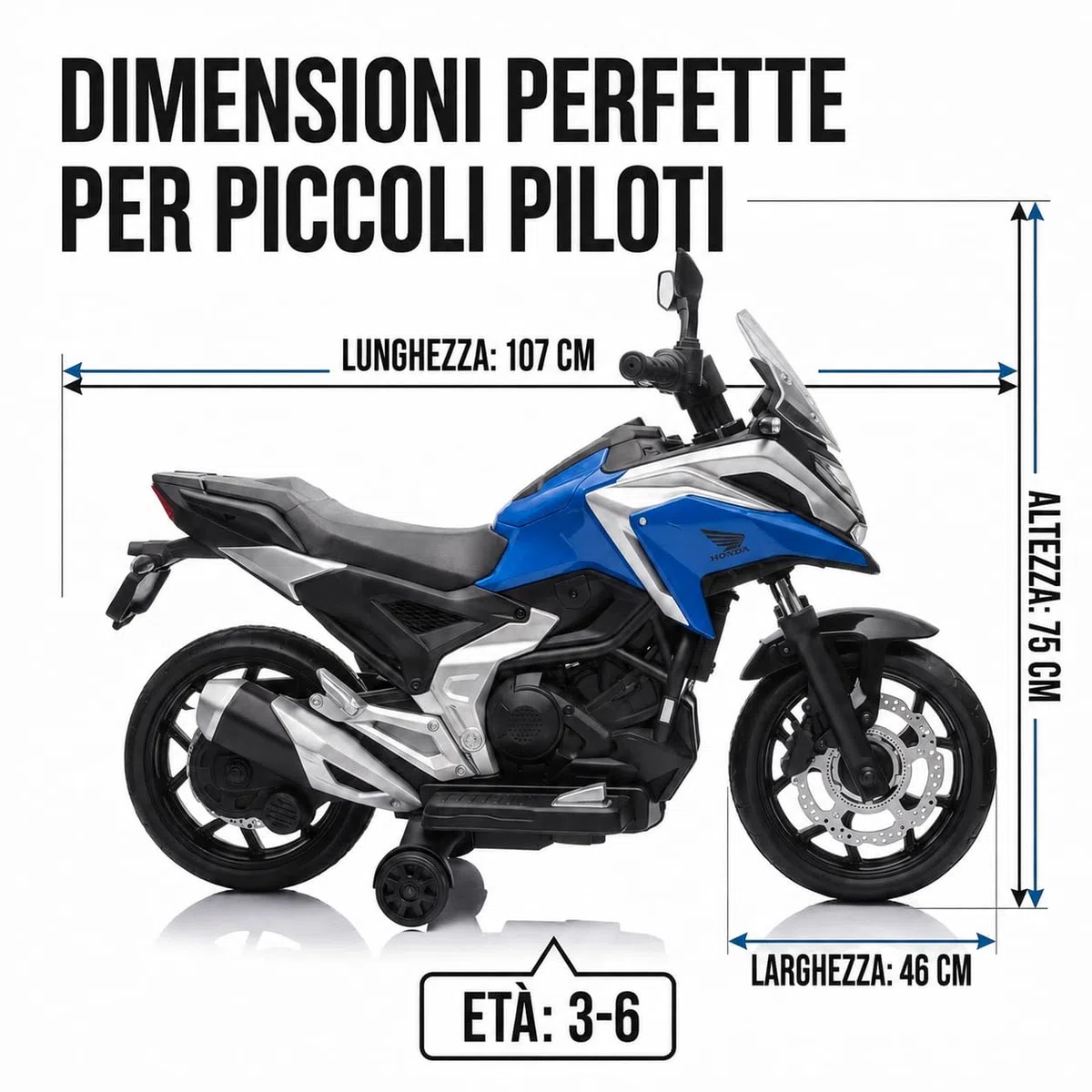 Honda NC750X 12V Moto Elettrica Bambini 3-6 Anni con Licenza Ufficiale, Fari LED, MP3 USB