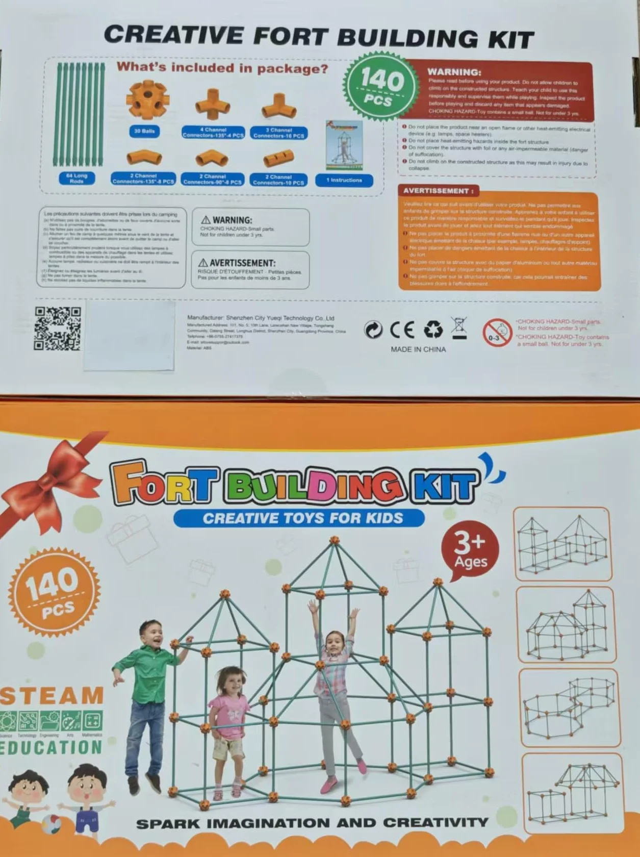 Kit di Costruzione del Forte 140 Pezzi Giocattolo Creativo STEM per Bambini 4+ Anni Ragazzi Ragazze Verde