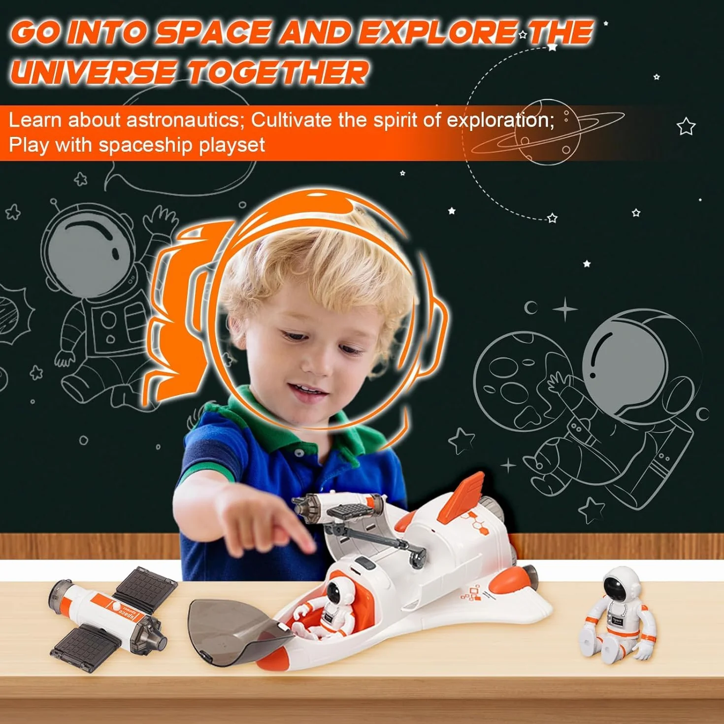 Giocattolo Razzo Spaziale,Astronave Spaziale,Set Giocattolo Sistema Solare con Razzo Spaziale con Spruzzatore,Luci E Musica Per Bambini,Scienza,Istruzione