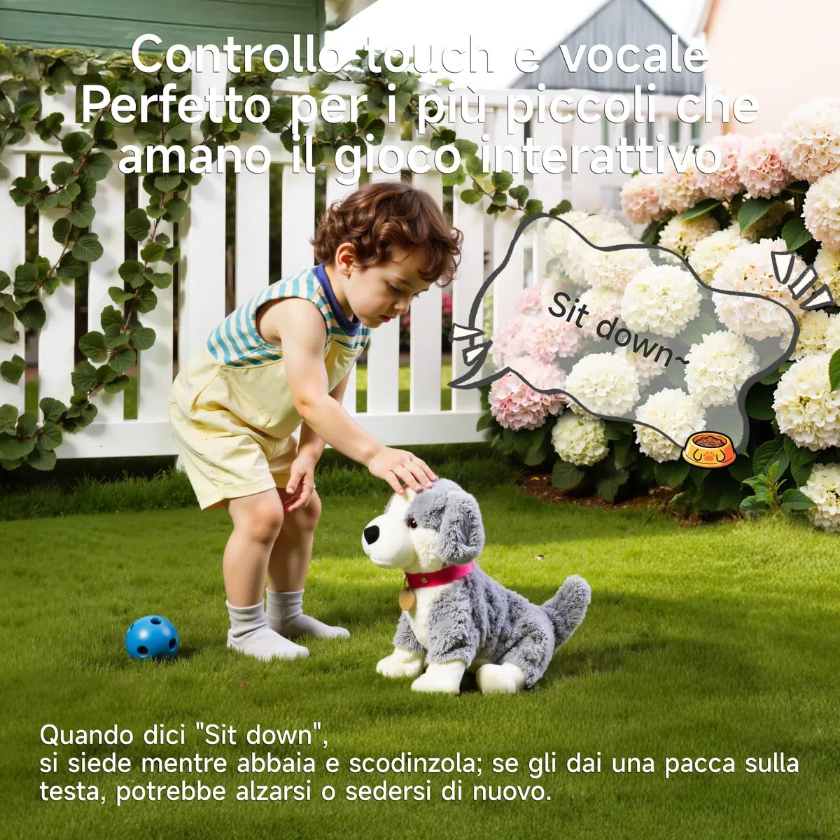 Cane Giocattolo Interattivo Elettronico Peluche con Controllo Vocale, Cammina e Abbaia, Regalo per Bambini 3+