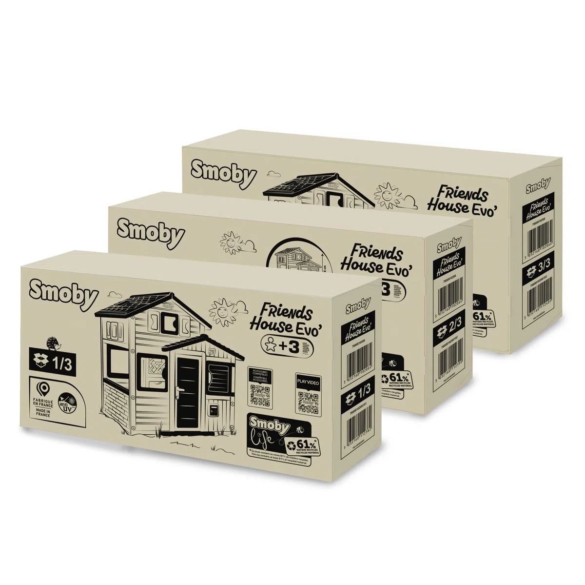 Smoby Life Casetta da giardino Amica Evo 114x162x175 cm plastica riciclata resistente intemperie