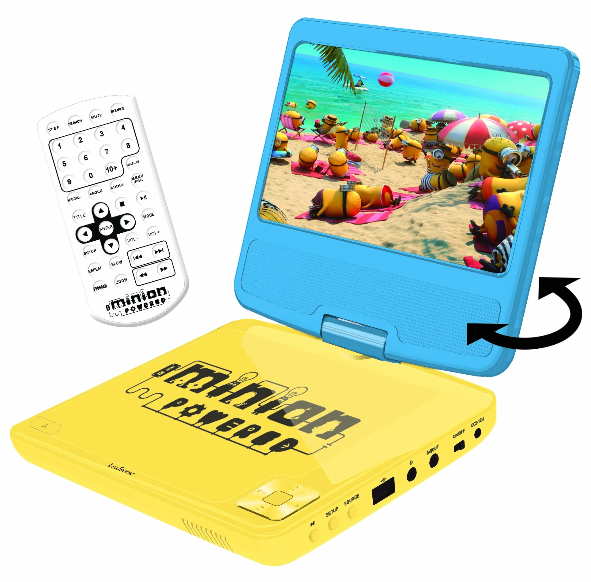 Lexibook Universal Cattivissimo Me Minions Lettore Dvd Portatile, LCD da 7 ", 2 Altoparlanti, Batteria Ricaricabile, Giallo/Blu, DVDP6DES