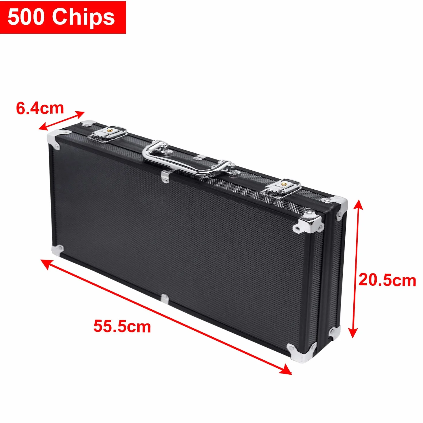 FIVMEN Set da poker da poker da 500 chip, con 500 chip da poker laser, 2 pazzi da poker, 3 bottoni per dealer e 5 dadi con valigetta in alluminio, nero
