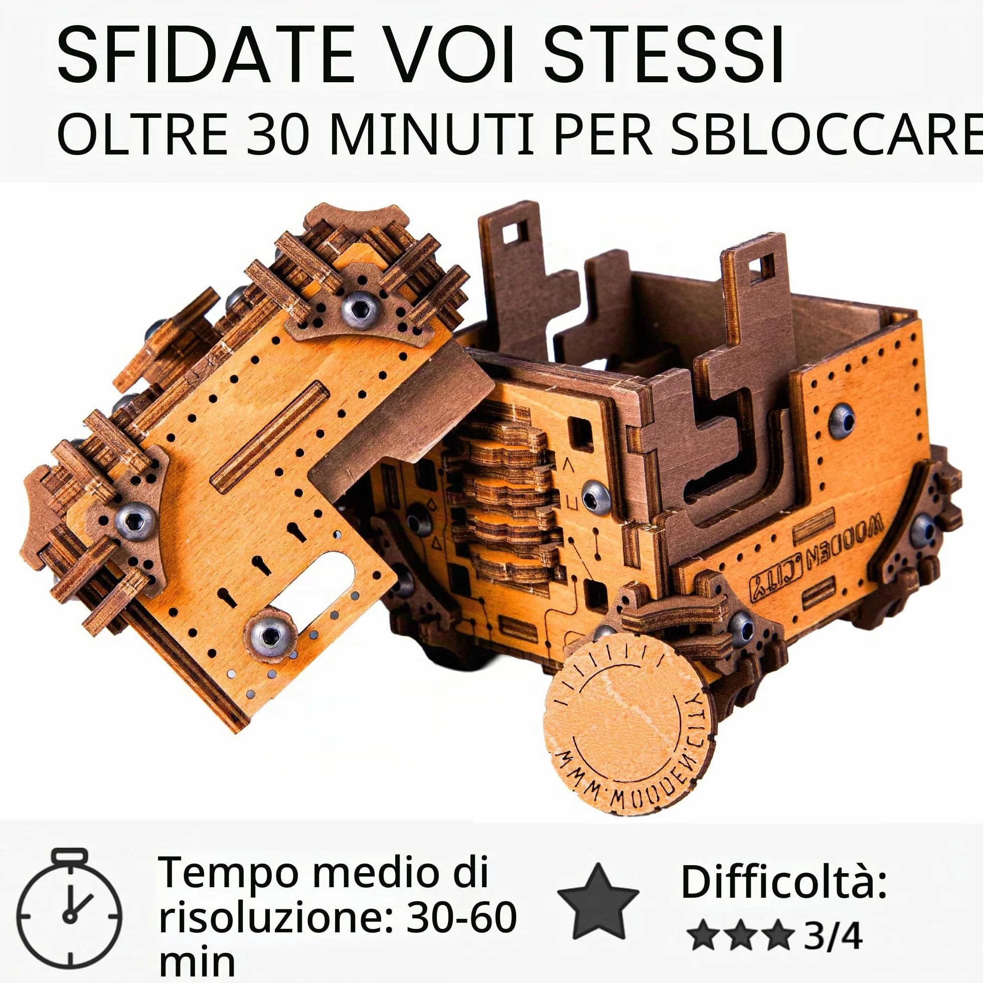 Modello 3D in Legno - Escape Puzzle Box - Tesseract's Secret