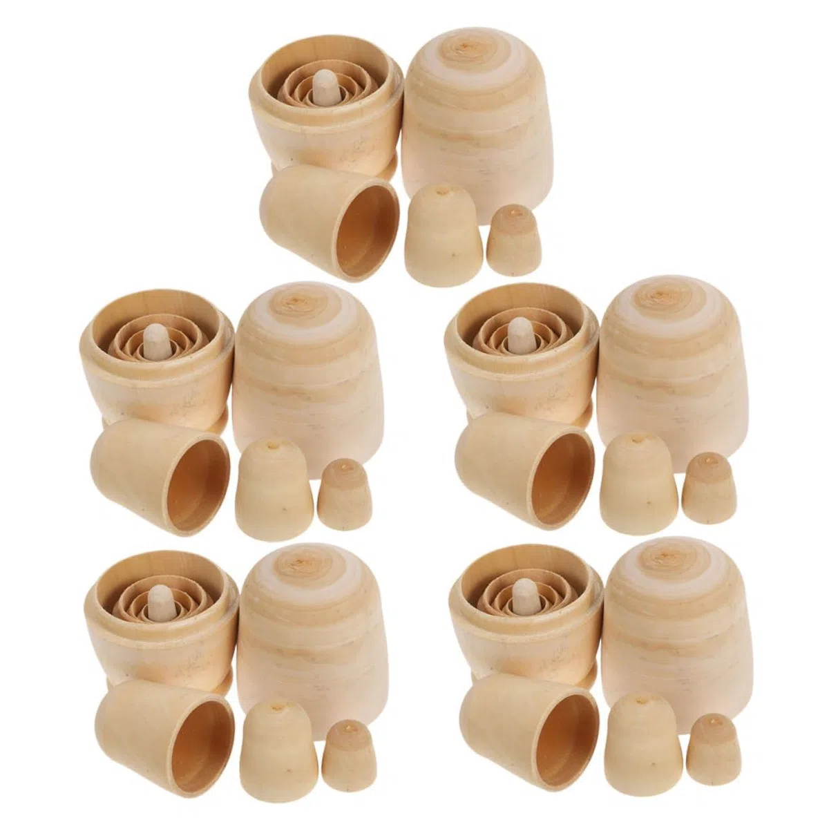 Set 5 Pezzi Bambole Matrioska in Legno da Colorare, Kit Educativo Fai da Te per Bambini