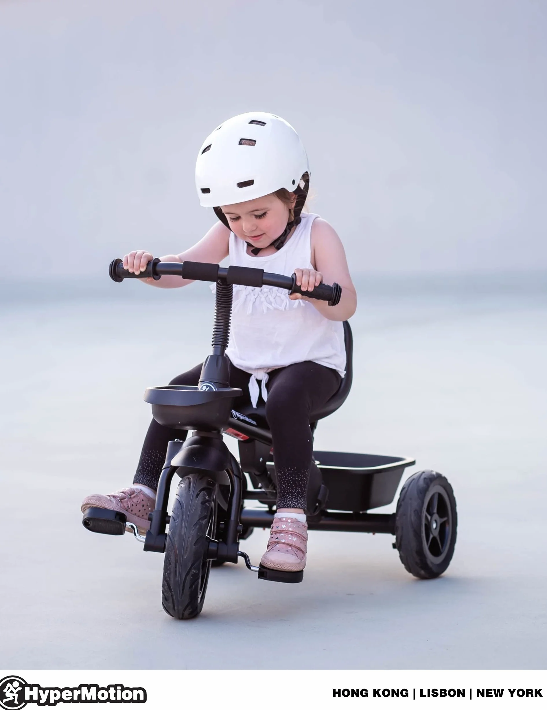 HyperMotion TOBI Vector Triciclo Passeggino con Maniglione per Genitori - Bicicletta Bambini Prima Età con Cinture Sicurezza e Ruote Larghe - Triciclo Bambini Stabile, Nero