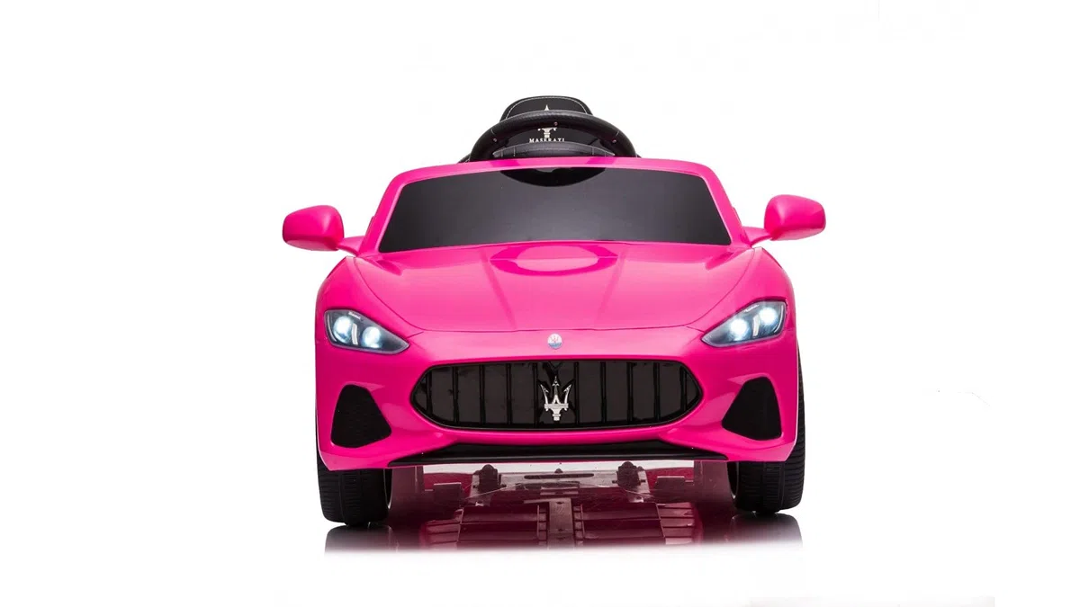 Maserati Gran Cabrio Auto Elettrica Per Bambini 12V 25kg Sedile in Pelle Porte Apribili Doppio Motore Rosa
