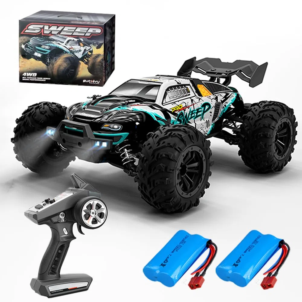 X-Verse 16101PRO Auto Telecomandata Con Motore Brushless, 70KM/H Macchina Telecomandata RC Drift Car, 2,4 GHz 1:16 4WD Radiocomandata Monster Truck Buggy, Regalo per Bambini Adulti, 2 Batterie (Blu)
