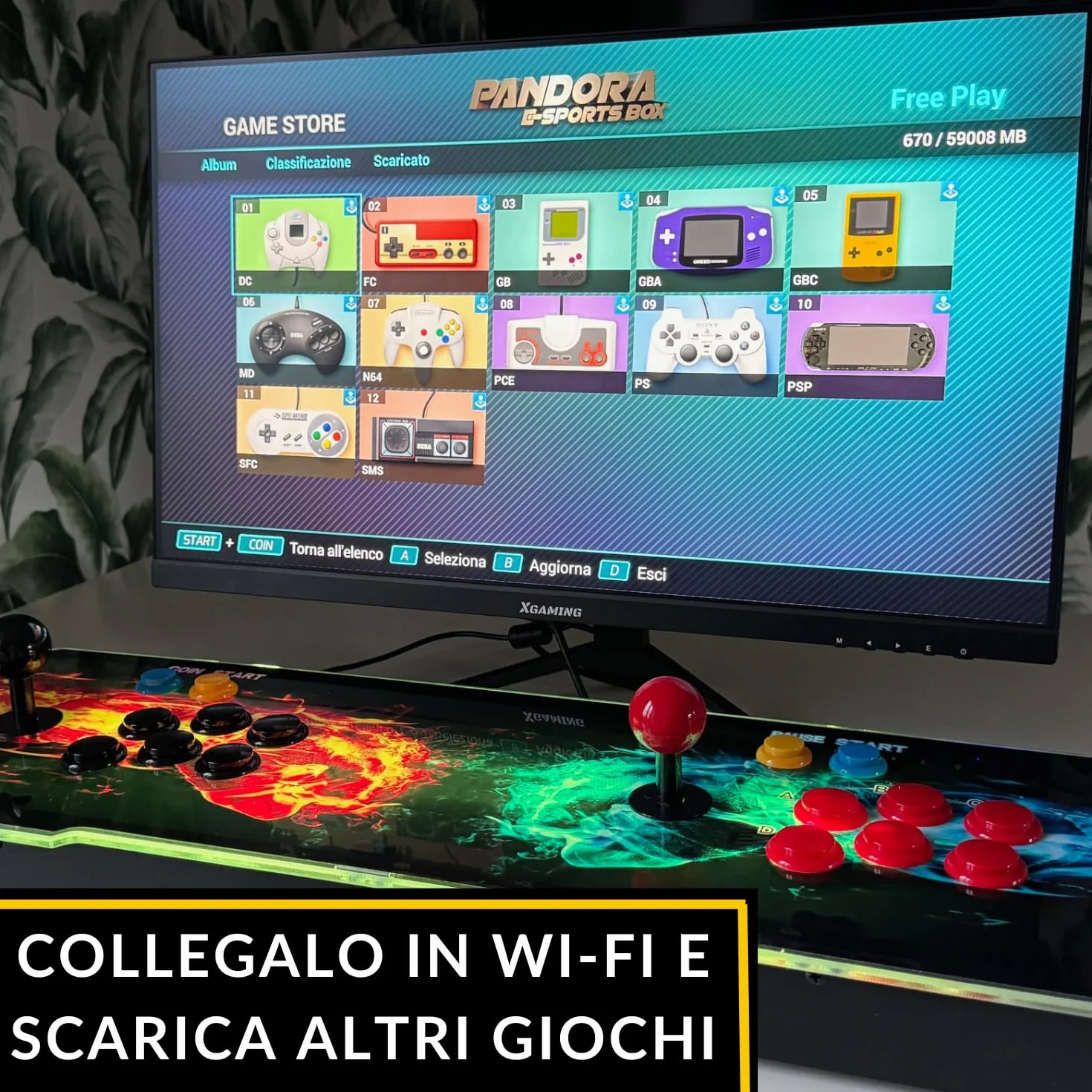 ONFIRE GAMES | PandoraBox E-SPORT | Console Arcade Standalone Con Più di 10000 Titoli Installabili Made in Italy | Tasti Personalizzabili e Controlli Arcade Classici (nero e rosso)